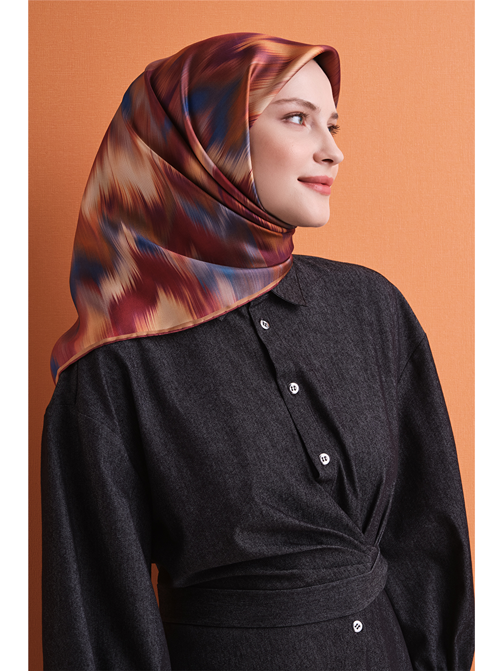 Turuncu Saf İpek Twill Eşarp 9605d 85-1