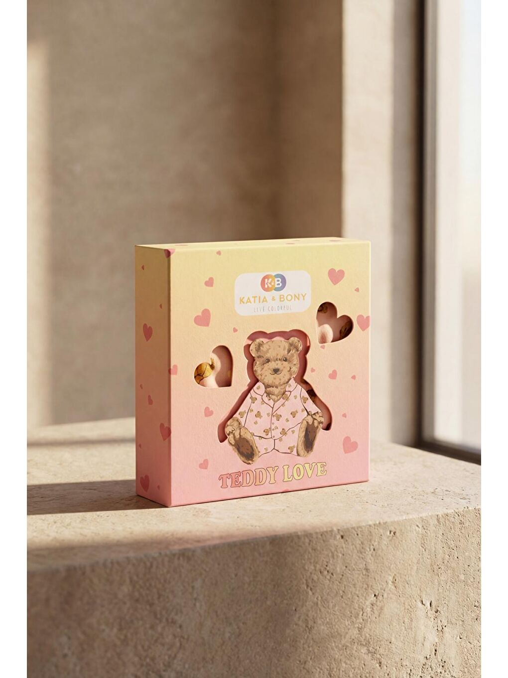 Pembe Kız Çocuk Teddy Desenli 3D Kutulu Pijama Takımı-3