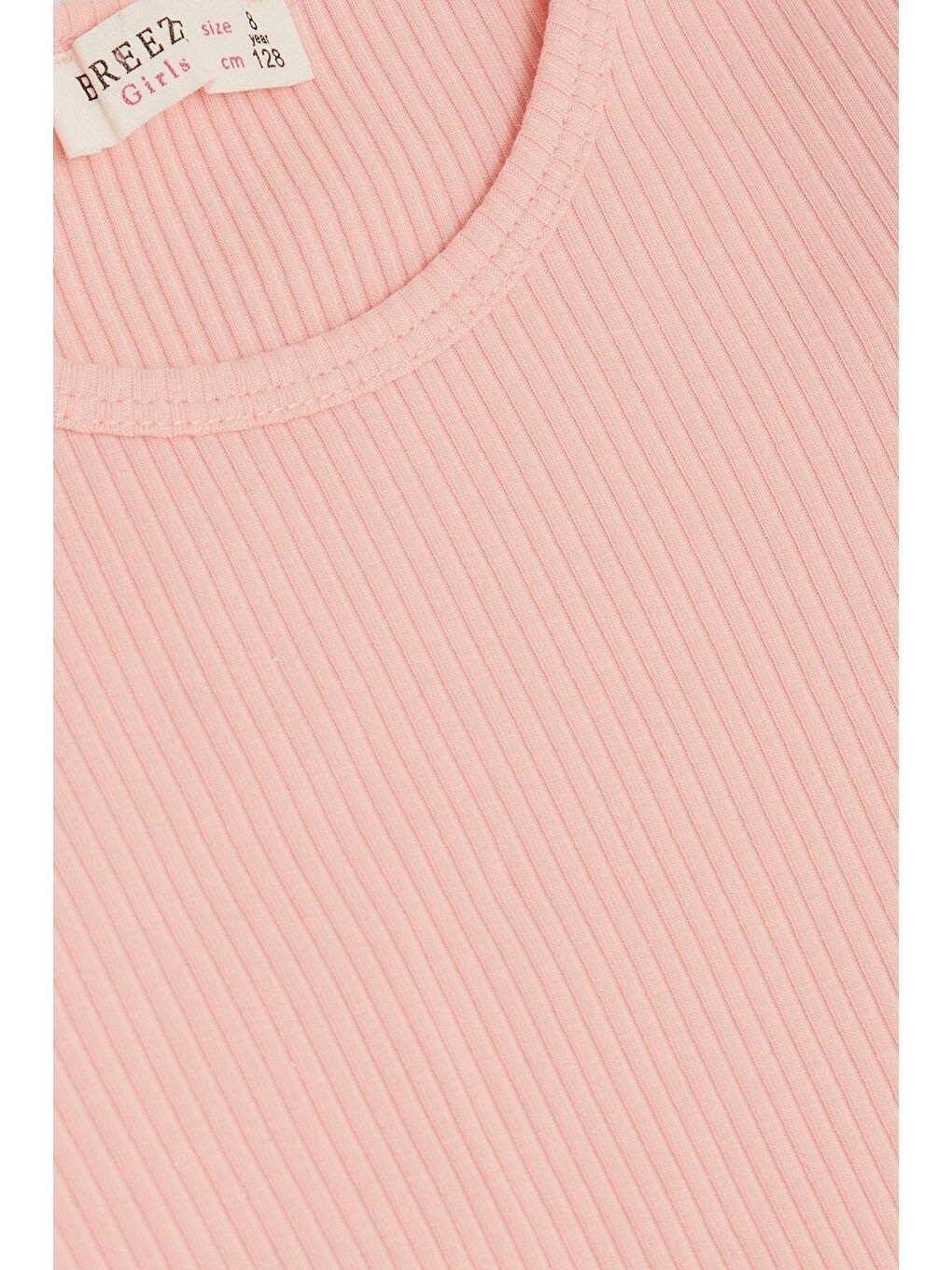 Pembe Kız Çocuk Crop Tişört Göbek Dekolte Detaylı Somon (8-14 Yaş)-2