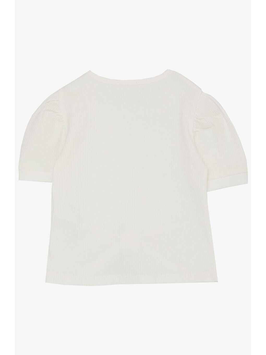 Kız Çocuk Crop Tişört Göbek Dekolte Detaylı Ekru (8-14 Yaş)-1