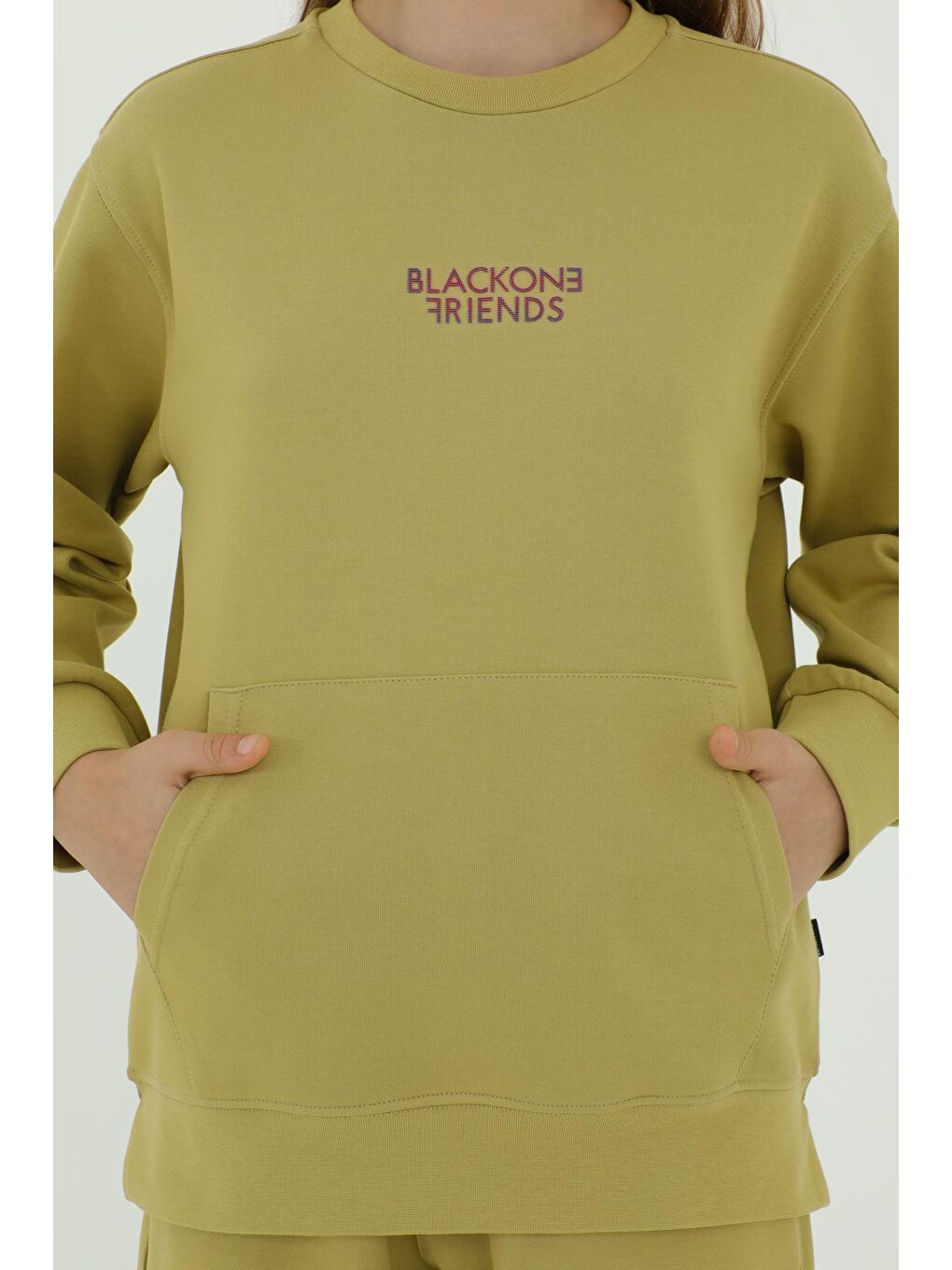 Yeşil Kız Çocuk Bisiklet Yaka Baskı Detaylı Ayarlanabilir Lastik Bel Eşofman Takımı-5