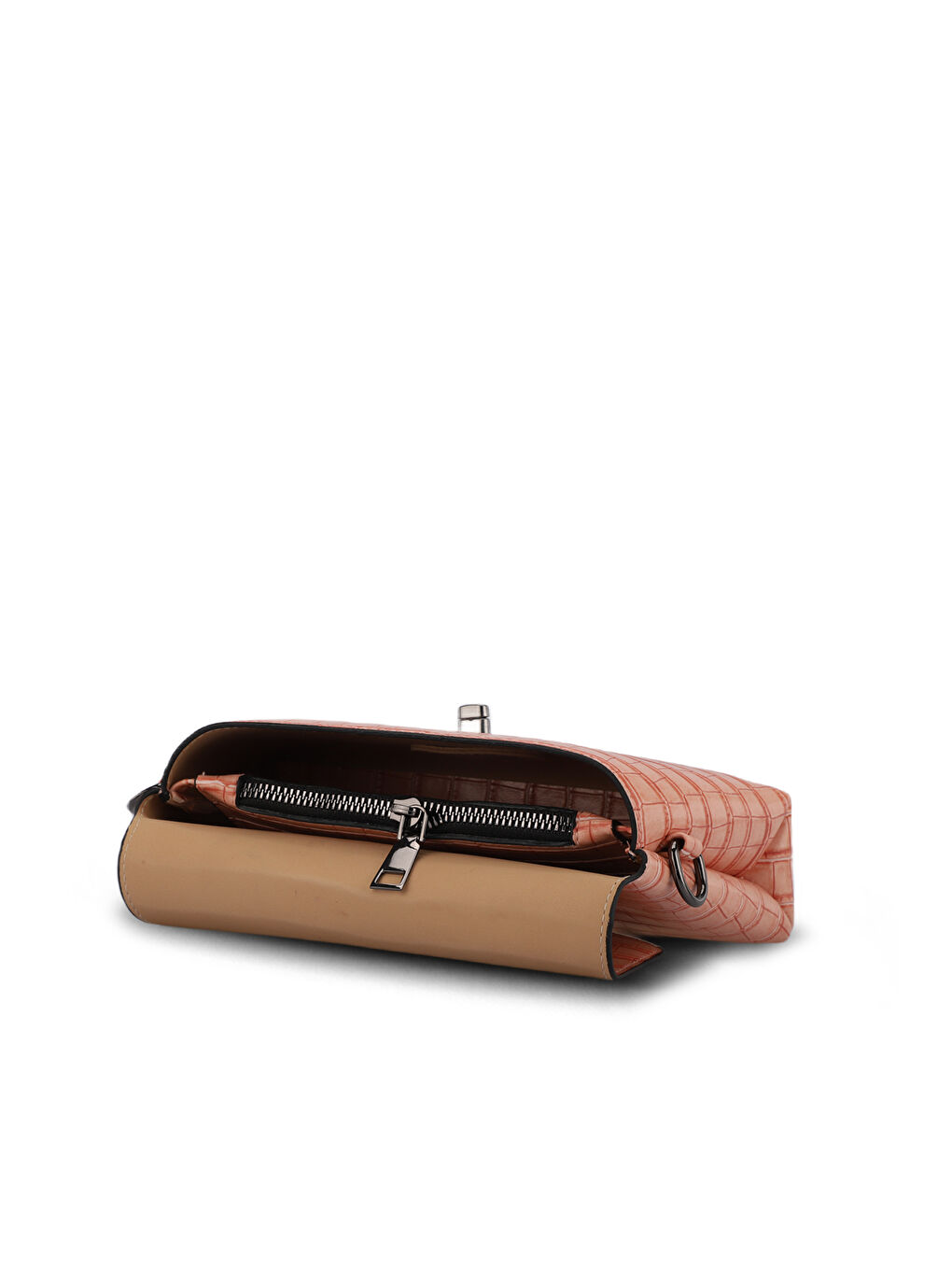 Pembe TORINO KROKO Kadın Omuz Çantası Pudra-3