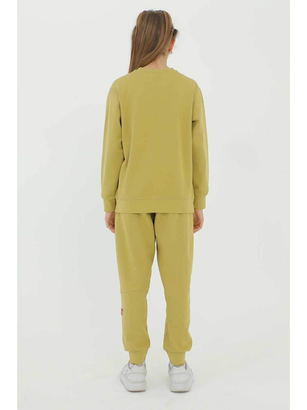 Yeşil Kız Çocuk Bisiklet Yaka Baskı Detaylı Ayarlanabilir Lastik Bel Eşofman Takımı-7