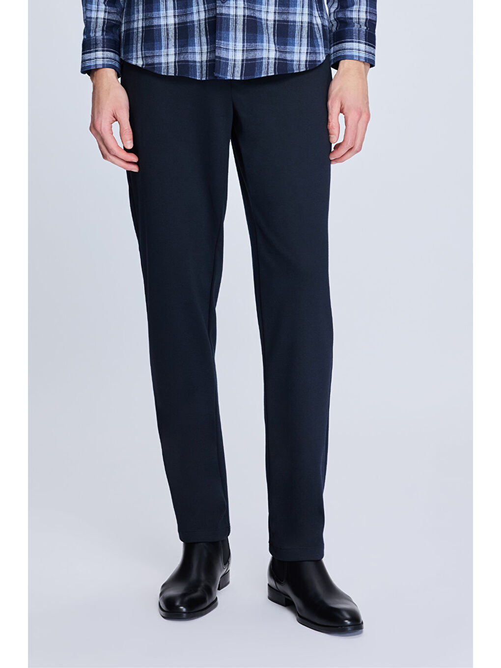 Lacivert Dinamik Fit Desenli Yandan Cepli Casual Jogger Pantolon