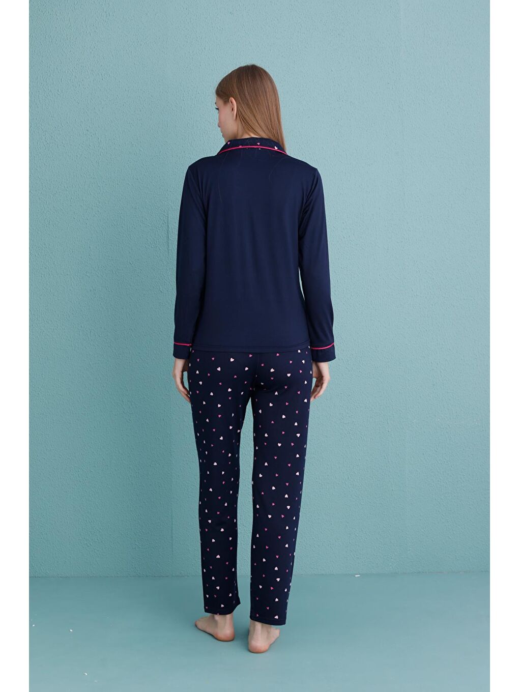 Kadın Milan Genç Önden Düğmeli Pijama Takımı | Lacivert 50904-372-2