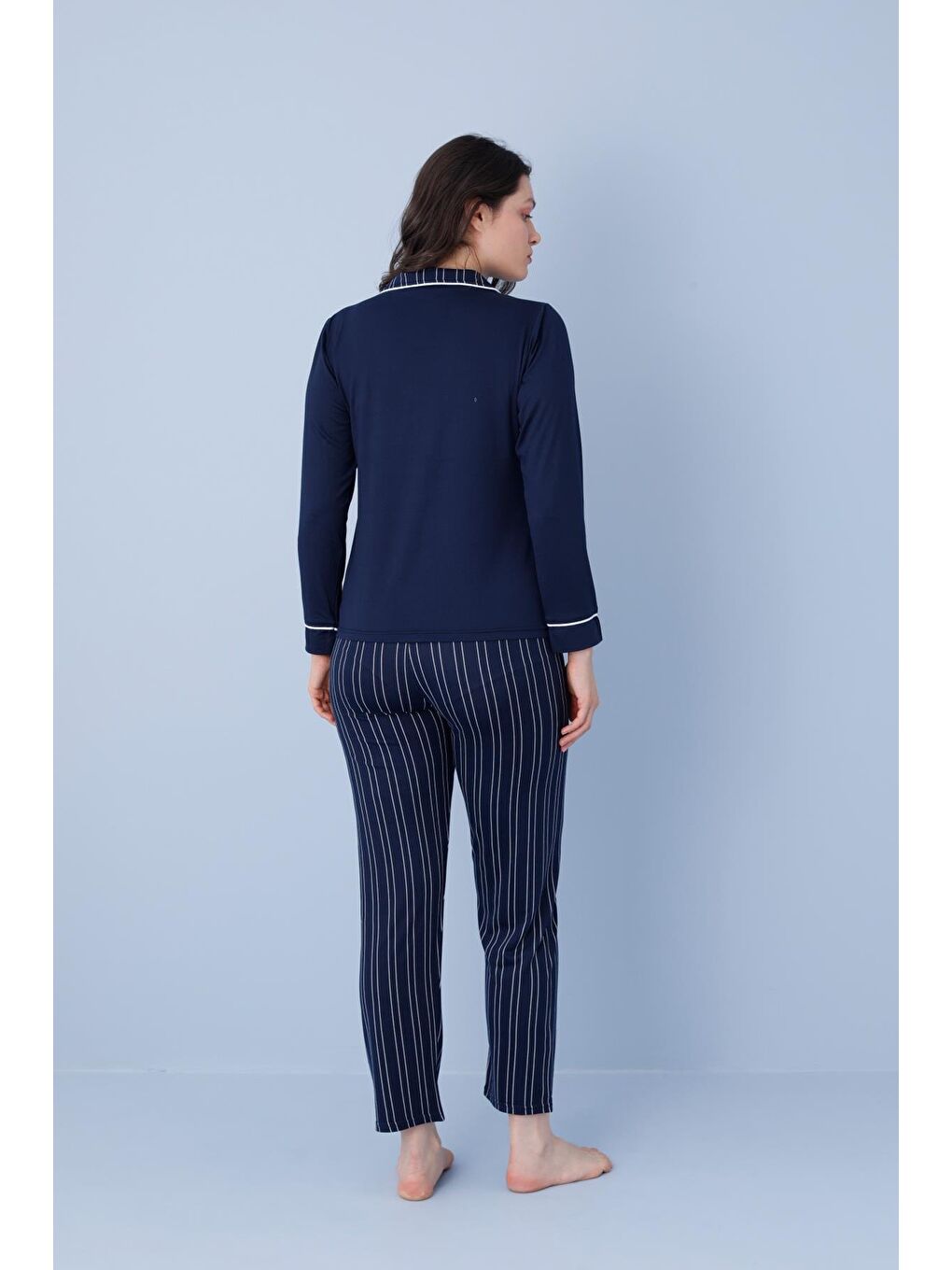 Kadın Milan Genç Önden Düğmeli Pijama Takımı | Lacivert 50904-151-2