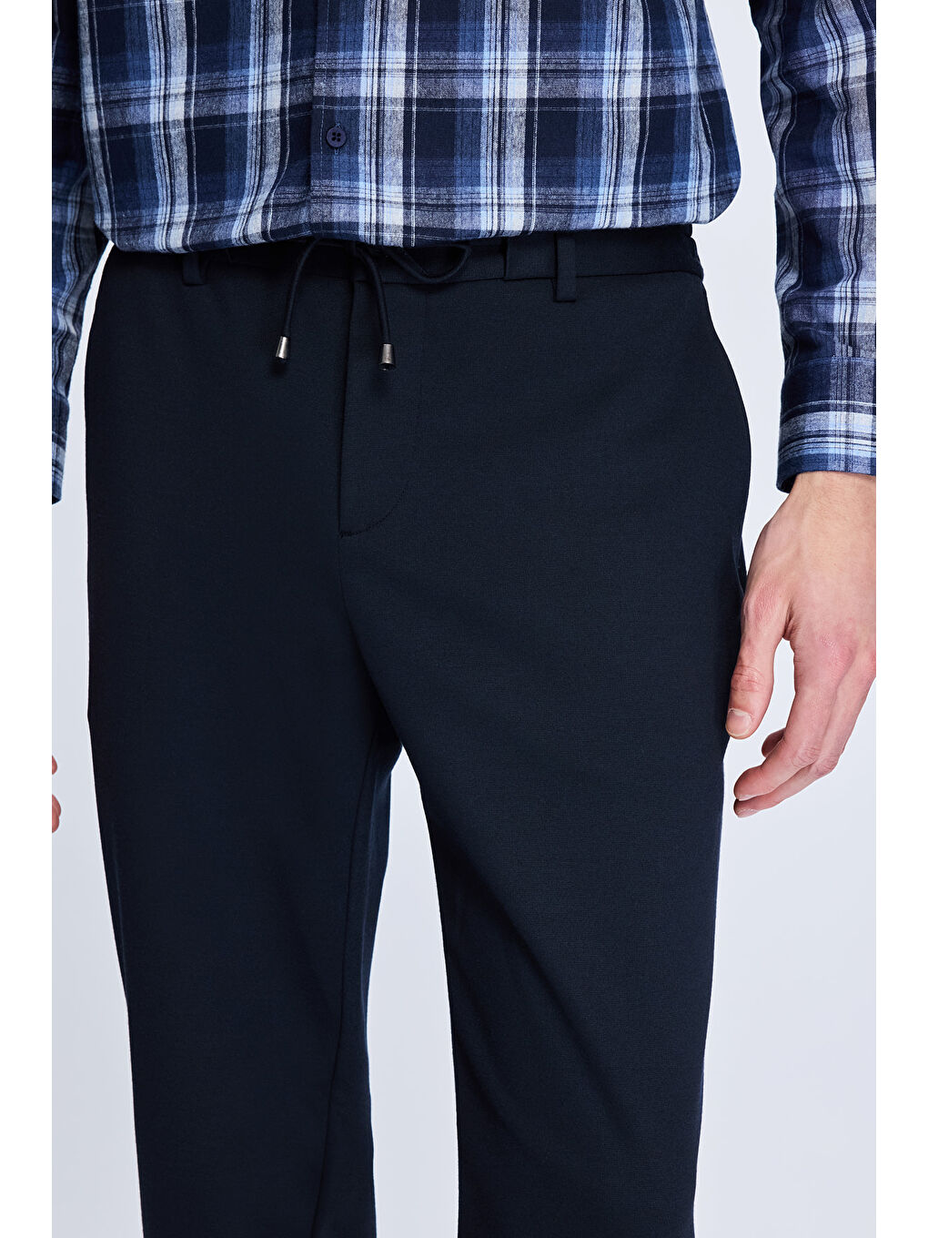 Lacivert Dinamik Fit Desenli Yandan Cepli Casual Jogger Pantolon-2