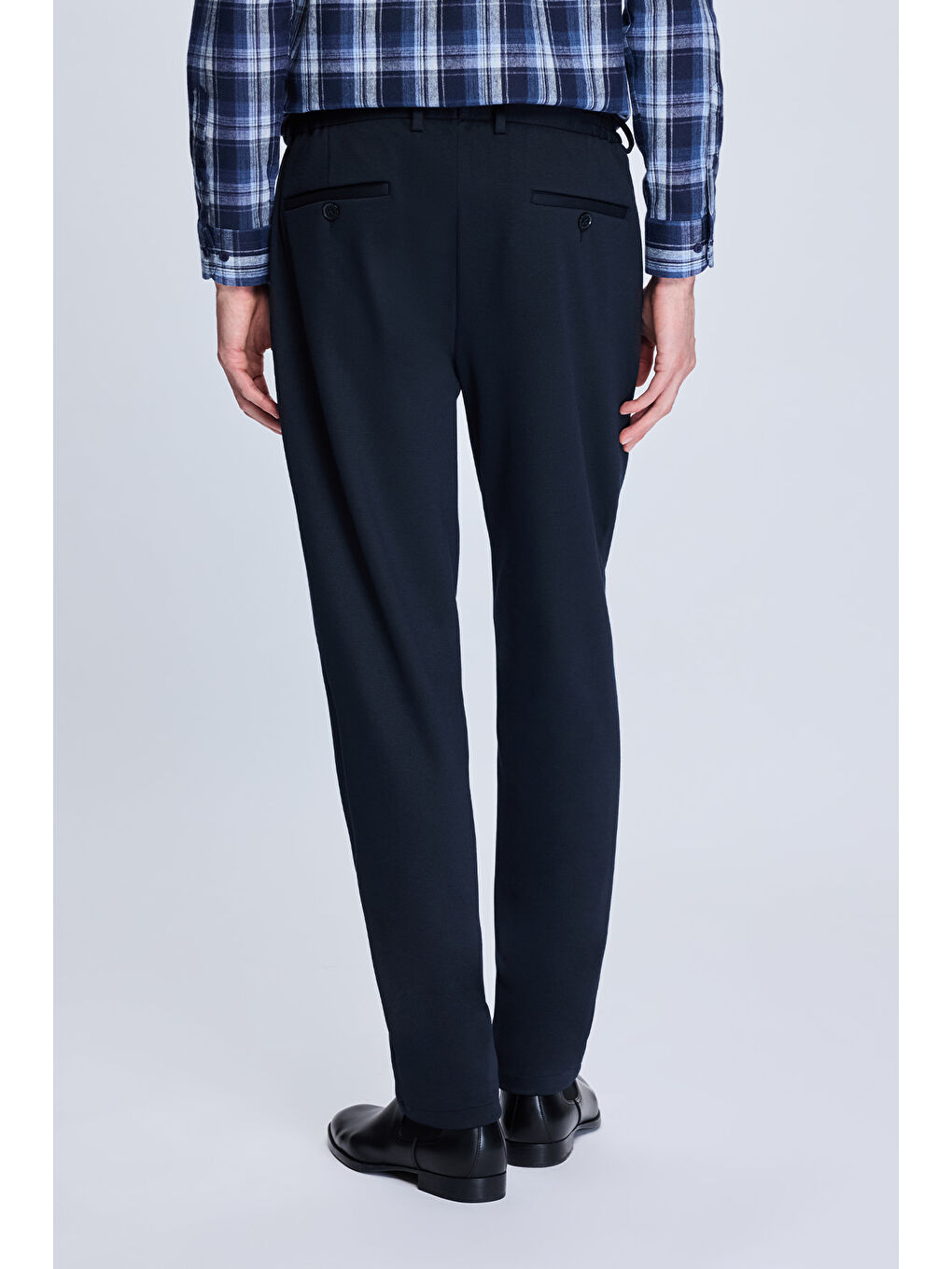 Lacivert Dinamik Fit Desenli Yandan Cepli Casual Jogger Pantolon-3