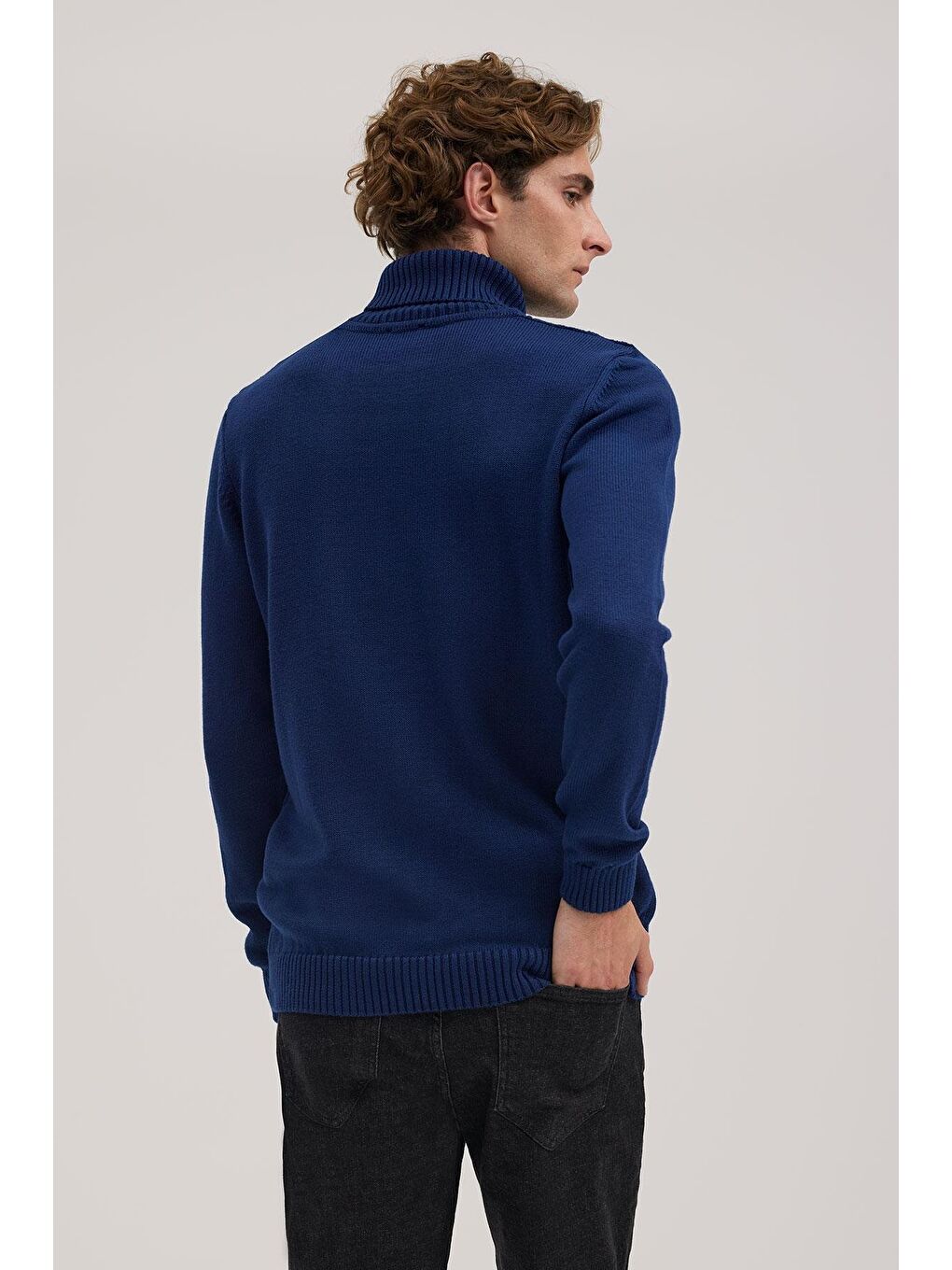 İndigo Slim Fit Desenli Tam Balıkçı Yaka Triko-3