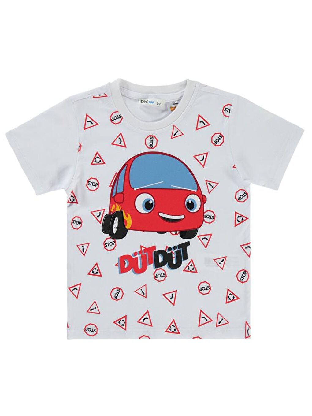Beyaz Boys Dütdüt Baskılı 2-5 Yaş Tişört