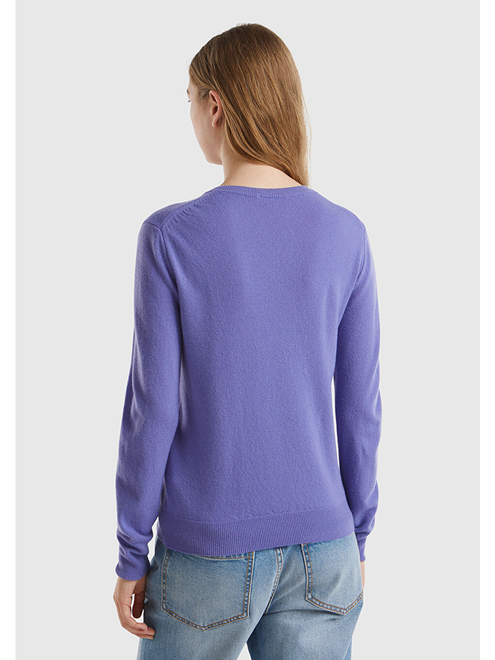 Kadın Mor Bisiklet Yaka %100 Merino Kazak-2