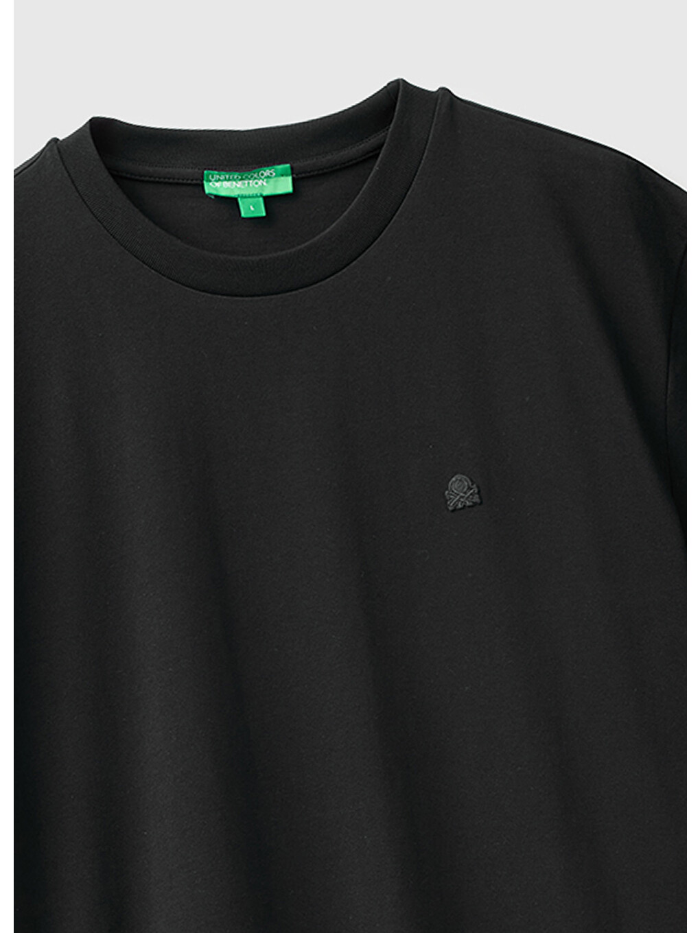 Erkek Siyah %100 Pamuk Logolu Bisiklet Yaka T-shirt-2