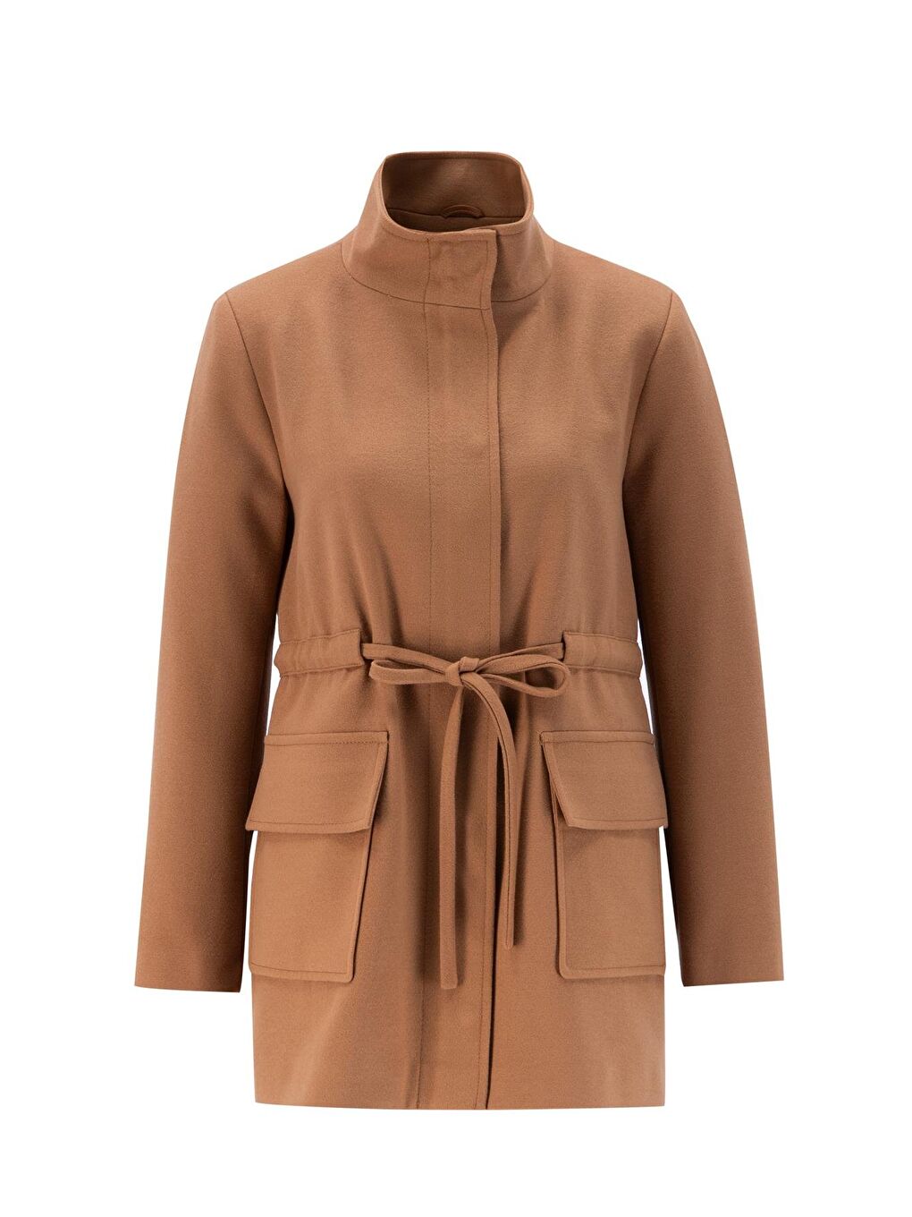 Kahverengi Beli Bağcıklı Kısa Kaban 24Kh7528 Taba-4