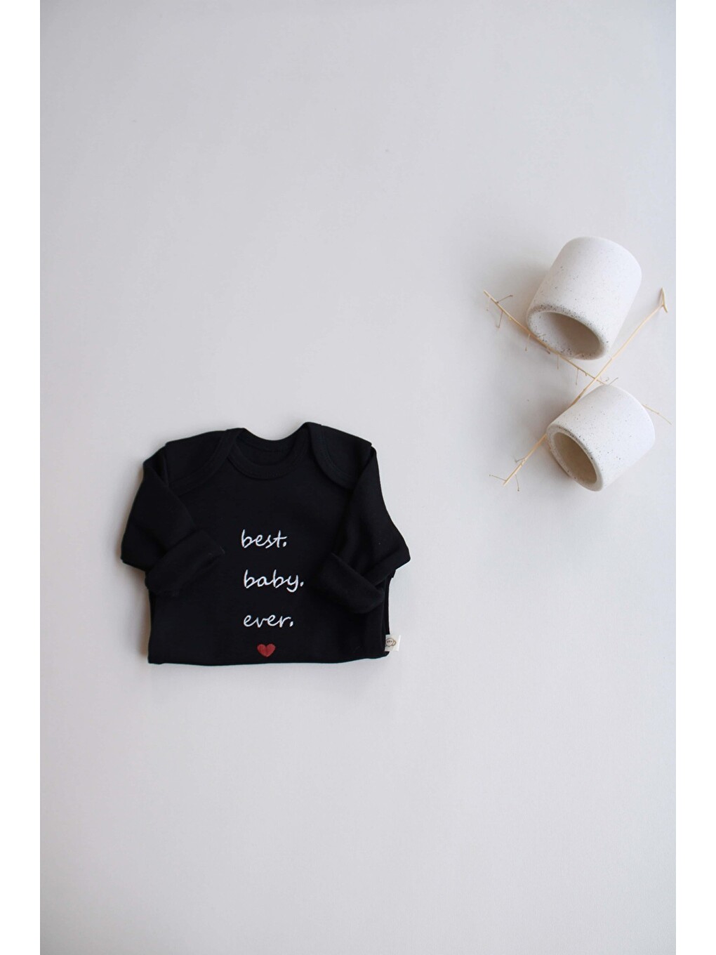 Siyah Baby Nakışlı Uzun Kollu Body-1