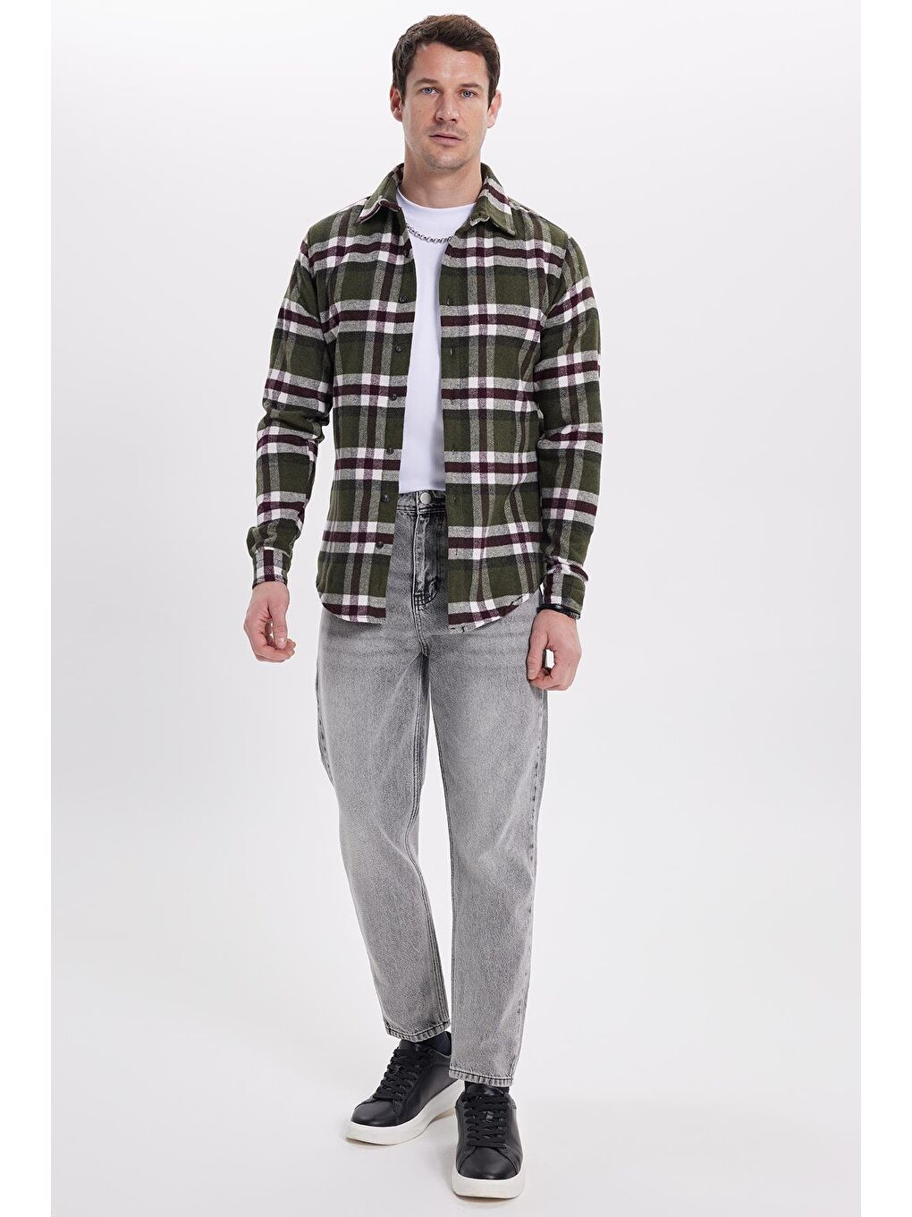 Karışık Erkek Slim Fit Dar Kesim Kareli Kışlık Oduncu Gömlek-3