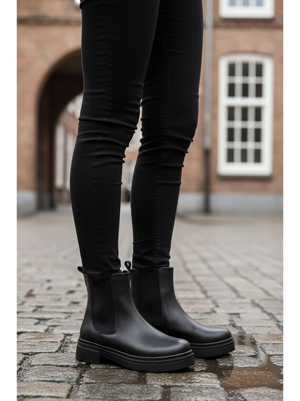 Siyah Cilt Kolay Giyilebilir Polarlı Kaymaz Kadın Chelsea Bot 209134 Z-2