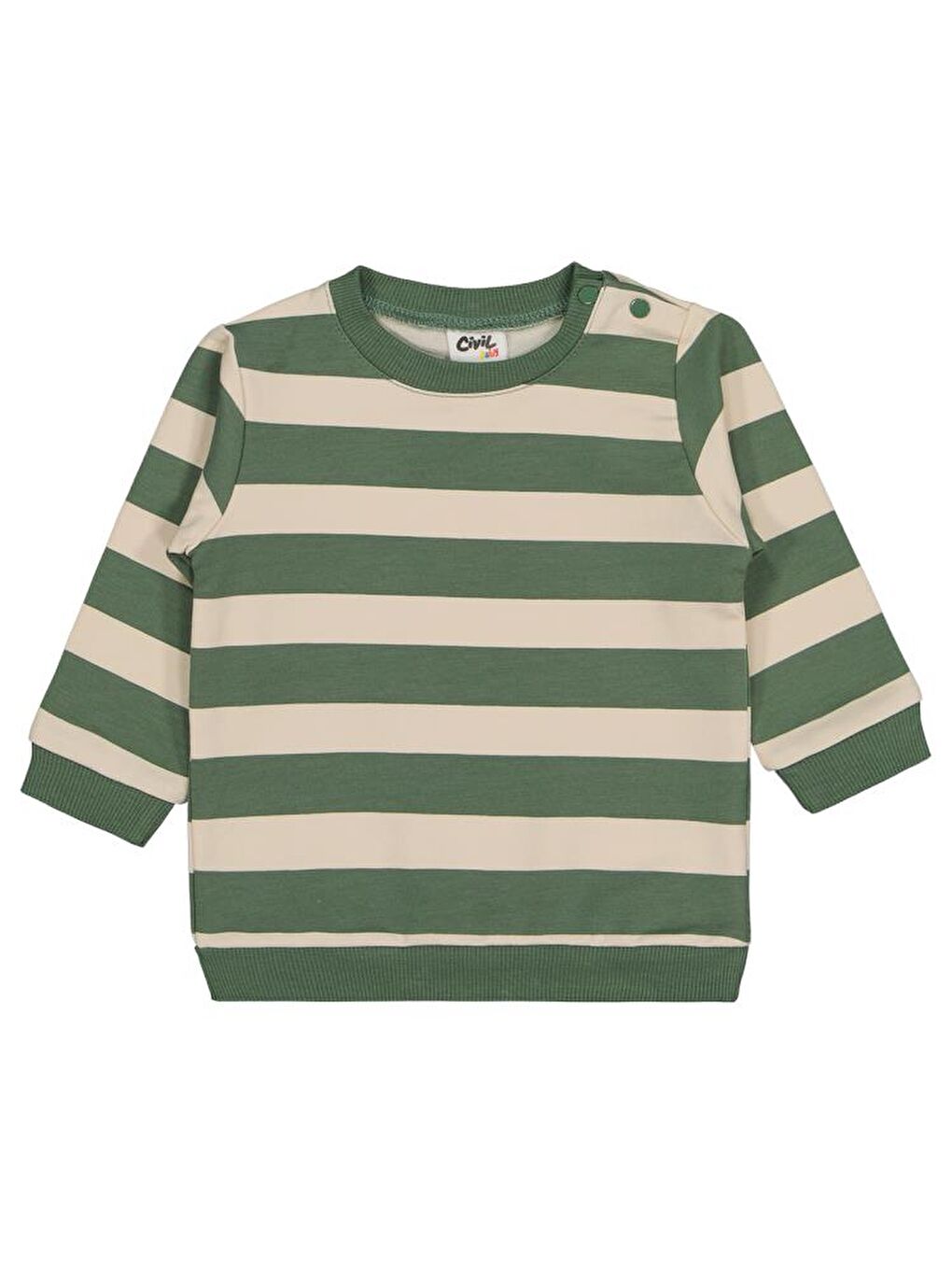 Haki Baby Kalın Çizgi Empirme 6-18 Ay Sweatshirt-1