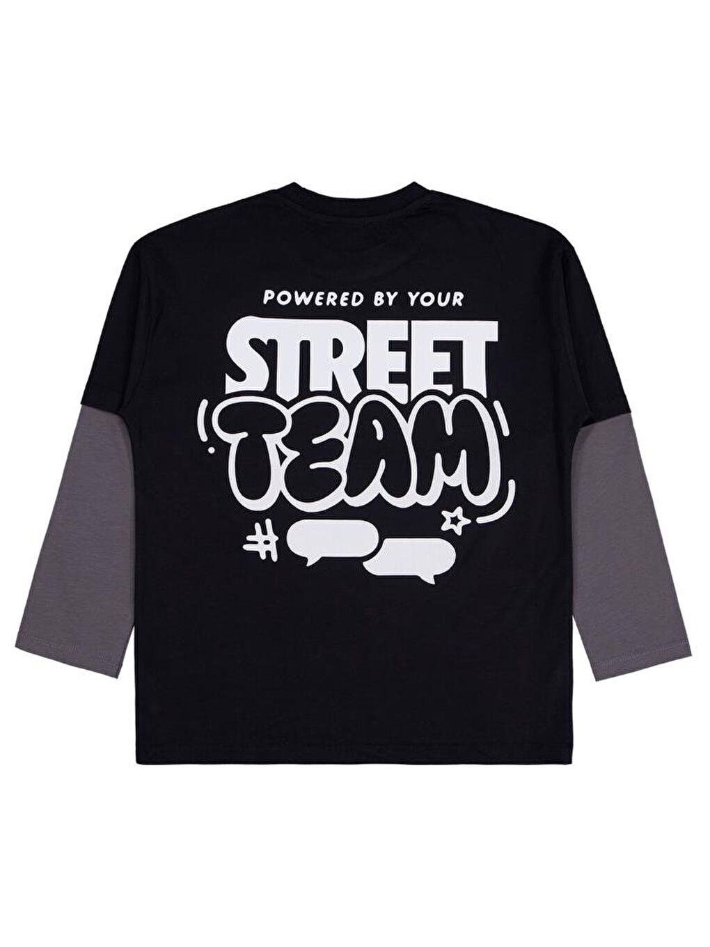 Siyah Boys Street Team Baskılı 10-13 Yaş Sweatshirt