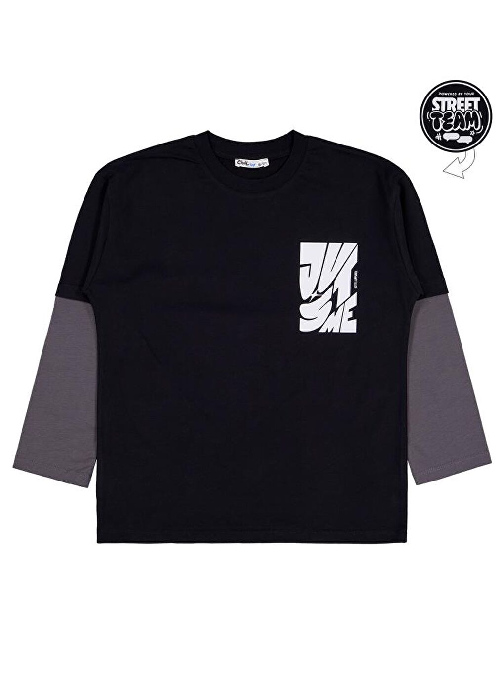 Siyah Boys Street Team Baskılı 10-13 Yaş Sweatshirt-1