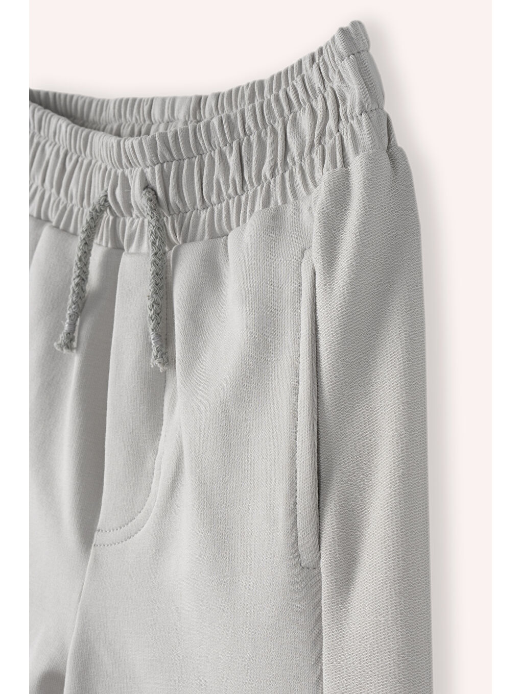 Erkek Çocuk Beli Lastikli Örme Şort Gri-2