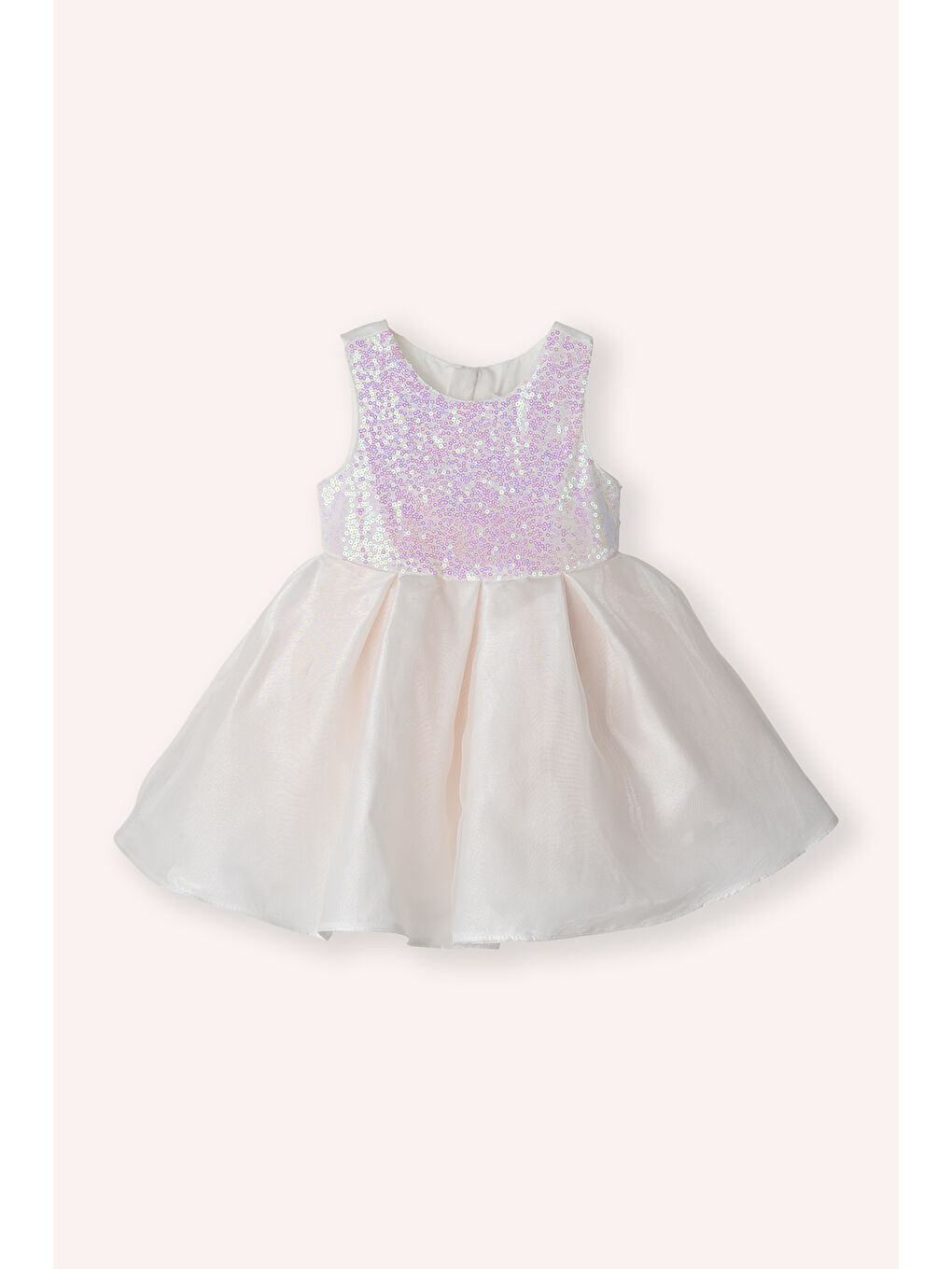 Kız Çocuk Pul Detaylı Elbise Ekru