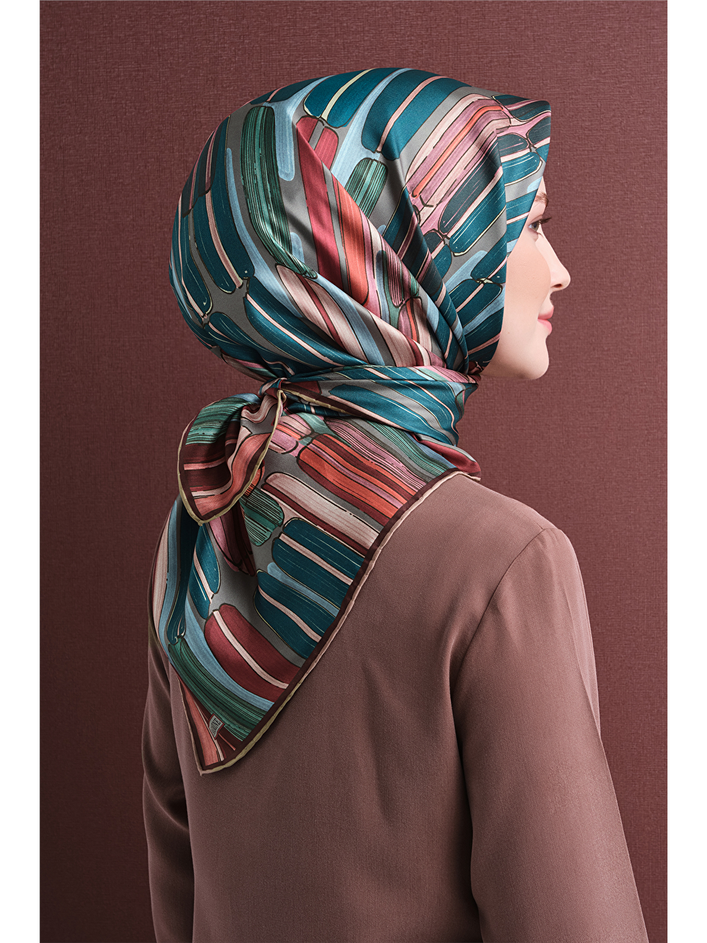 Petrol Saf İpek Twill Eşarp 9616d 37-3