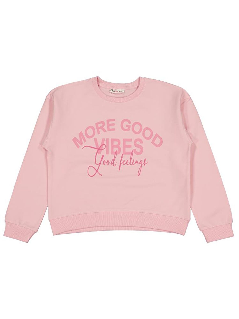 Pembe Girls More Good Vibes Baskılı 10-13 Yaş Sweatshirt