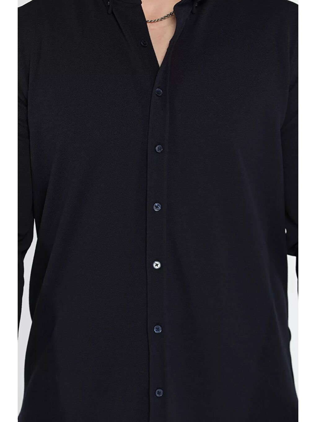 Lacivert Uzun Kol Erkek Gömlek-3