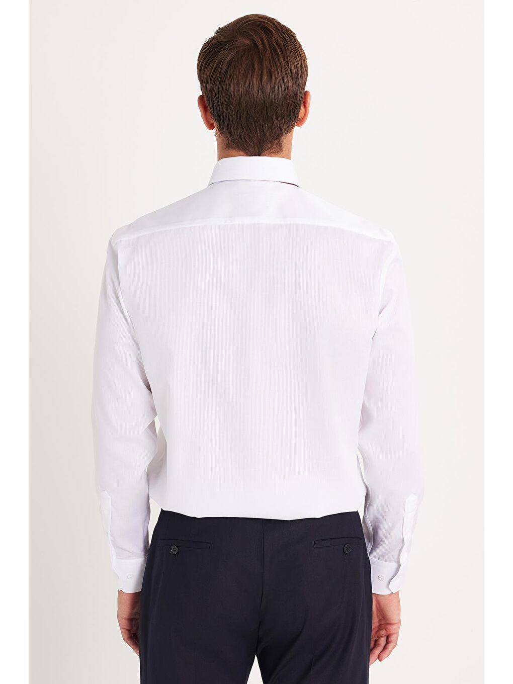 Slim Fit Beyaz Non-Iron %100 Pamuk Doğa Dostu Ekoteks Belgeli Ütü Gerektirmez Gömlek-4