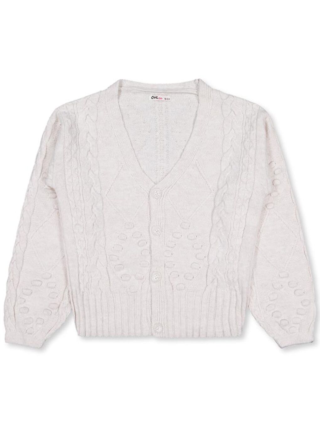 Bej Girls Nohut Desenli 10-13 Yaş Hırka