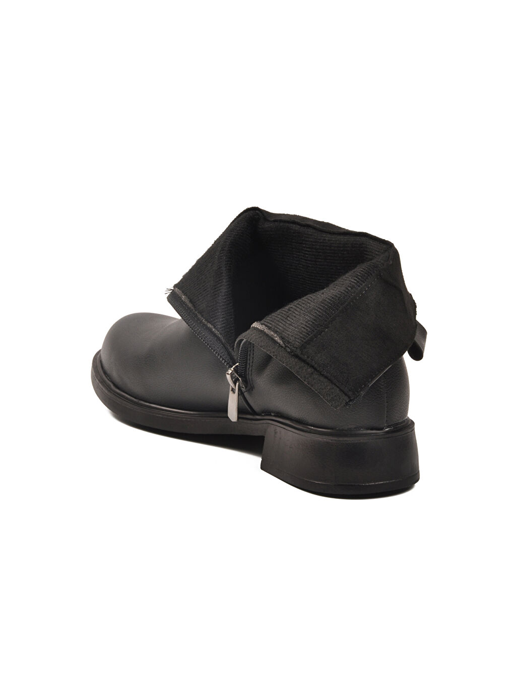 Siyah Cilt Fermuarlı Kaymaz İçi Polarlı Kadın Bot 209144 Z-3