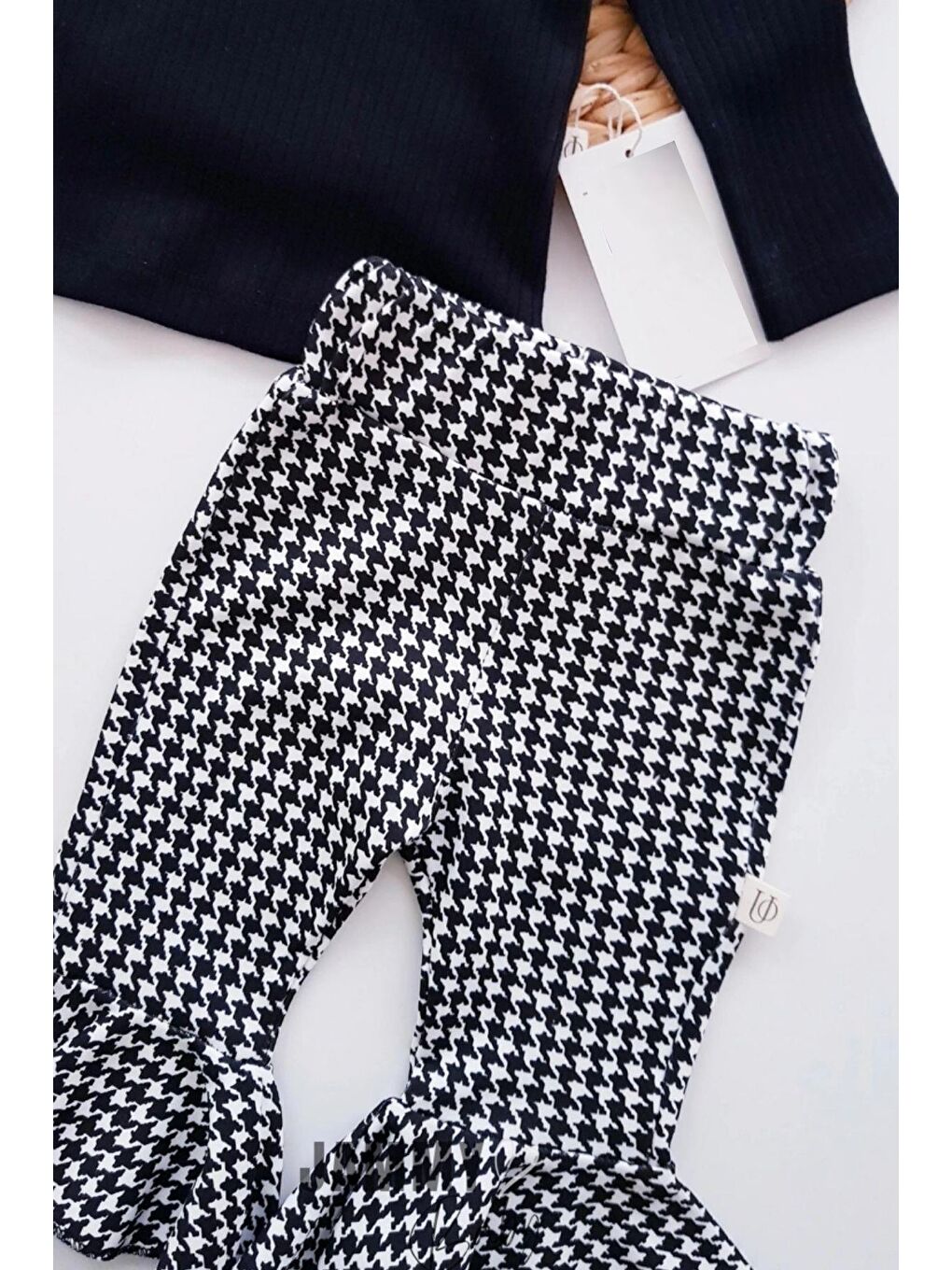 Siyah Kız Bebek Kazayağı Desenli Bandanalı 3'Lü Takım-1