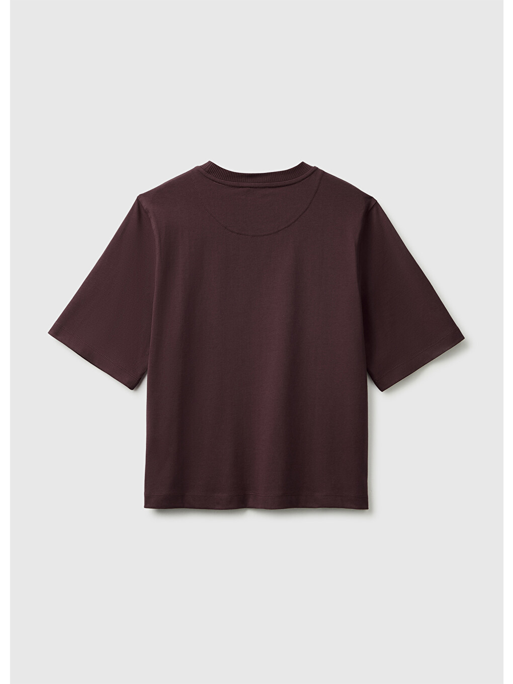 Kadın Kahverengi %100 Pamuk Boxy Fit T-shirt-1