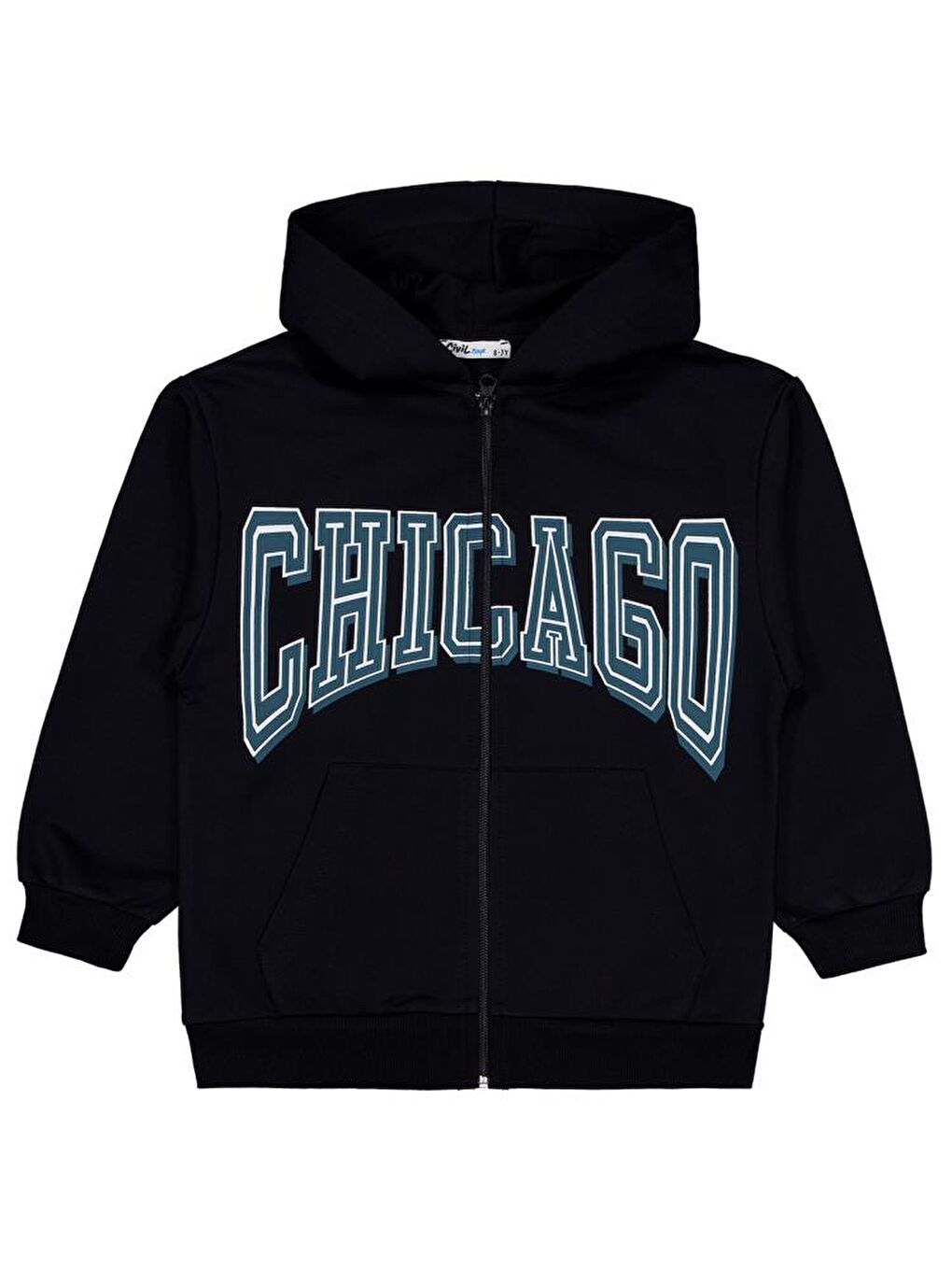 Siyah Boys Chıcago Baskılı 10-13 Yaş Hırka