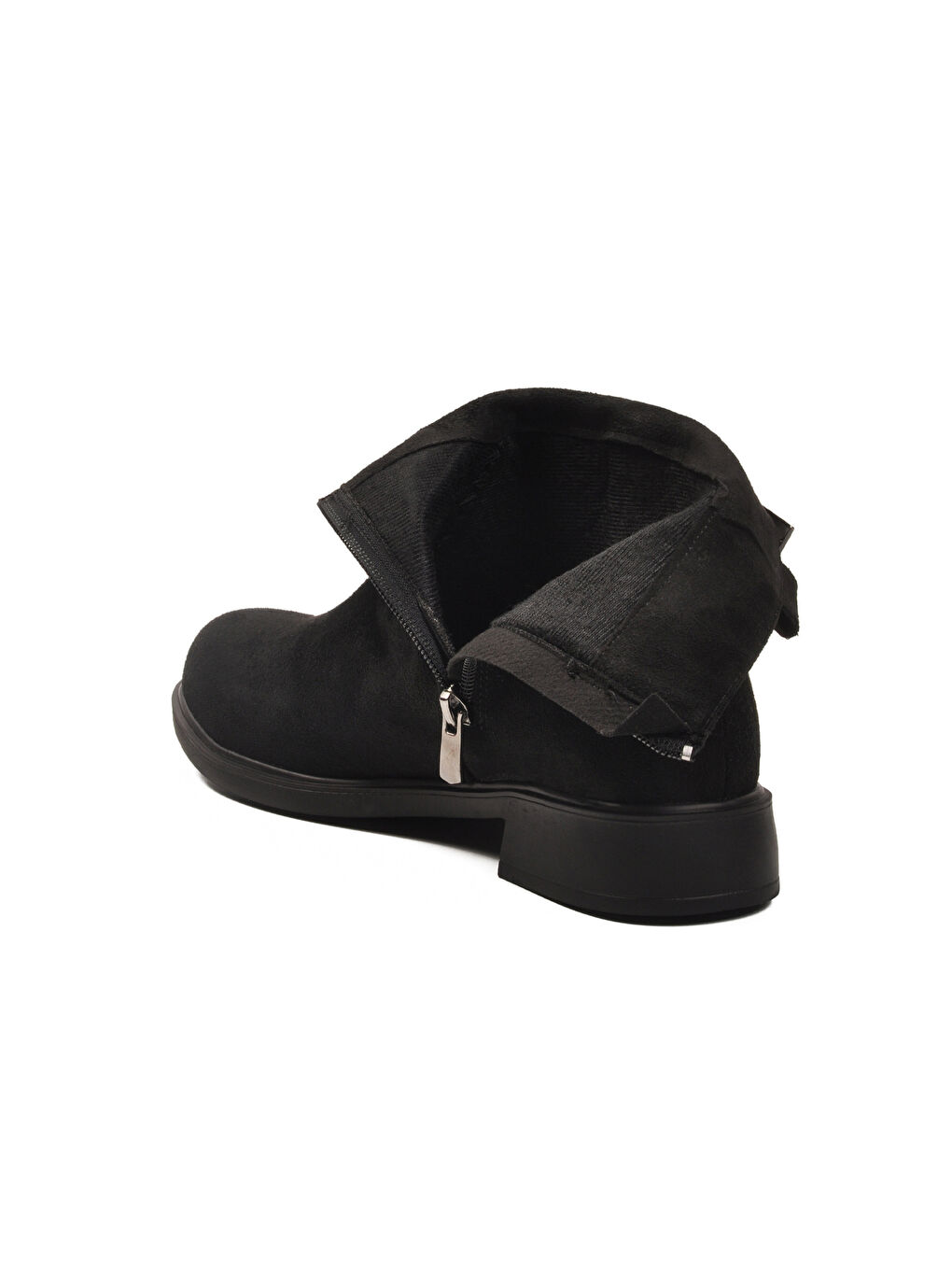 Siyah Süet Fermuarlı Kaymaz İçi Polarlı Kadın Bot 209144 Z-3
