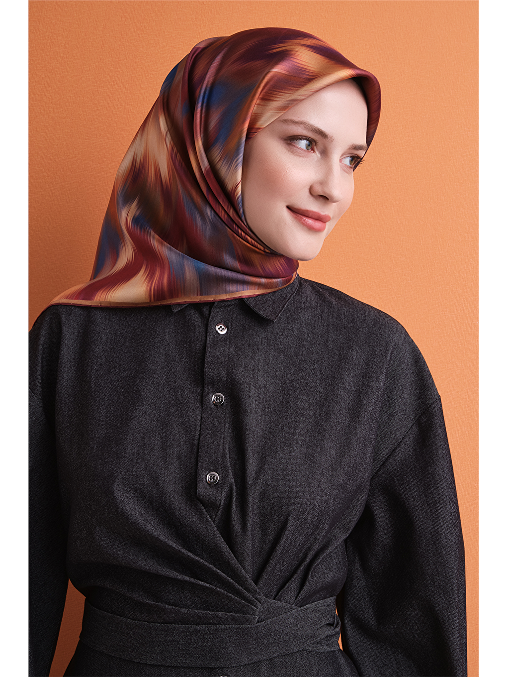 Turuncu Saf İpek Twill Eşarp 9605d 85-2