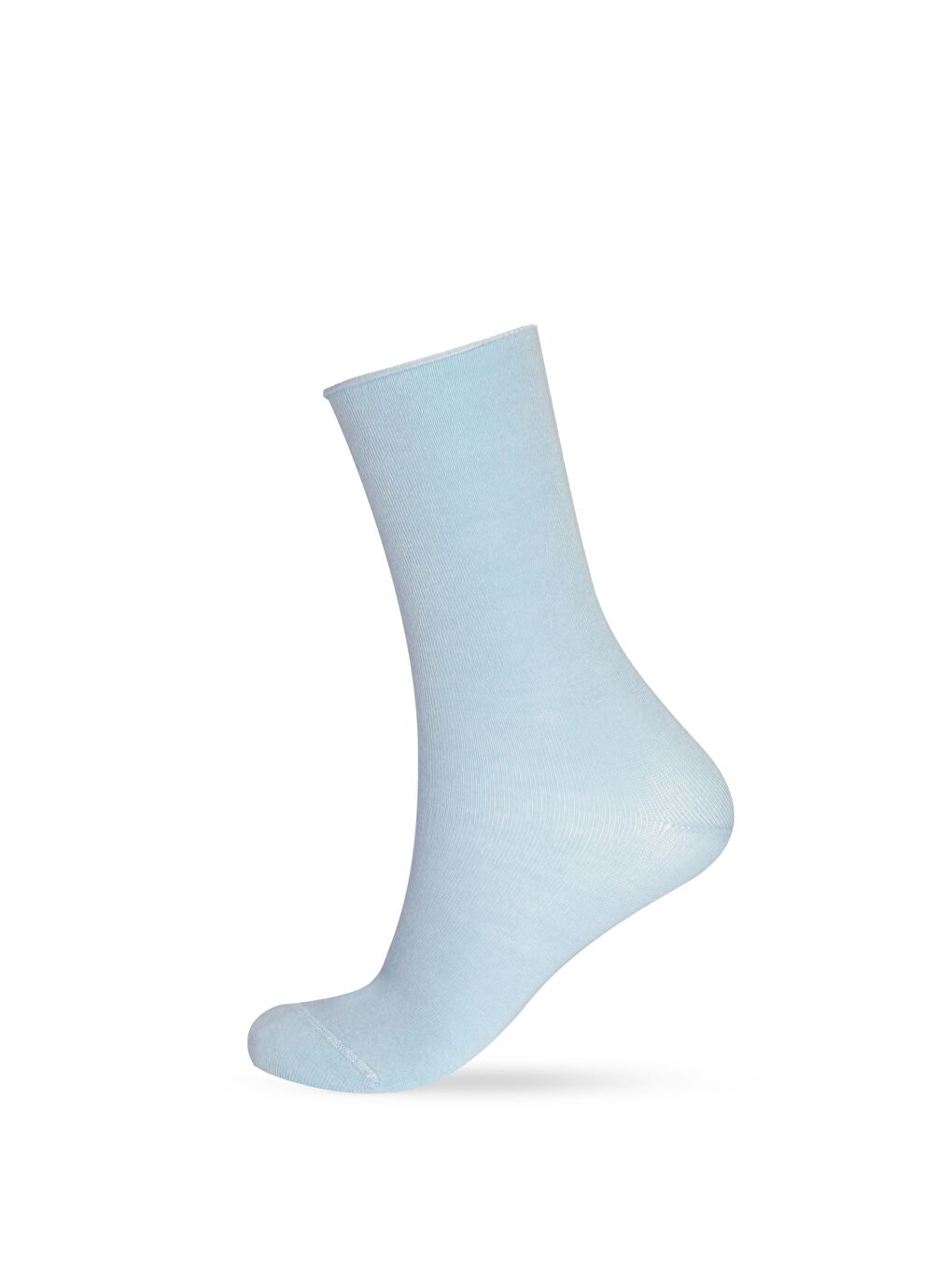 Kadın Açık Mavi Renkli Lastiksiz Modal Kumaş İnce Soket Çorap-2