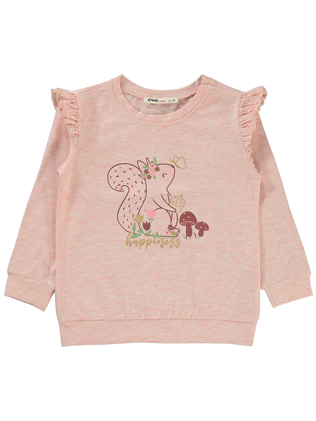 Civil Pembe Girls Kız Çocuk Sweatshirt 2-5 Yaş Pembemelanj