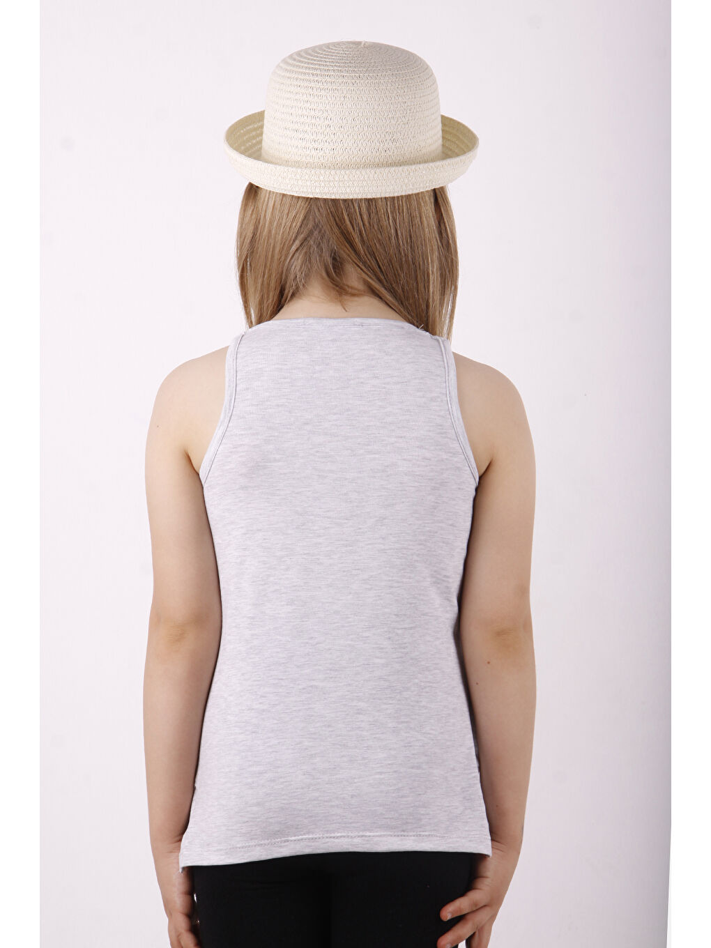 Gri Kız Çocuk Omuz Şerit Aksesuarlı Atlet-1