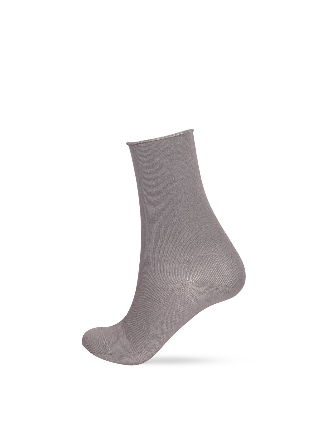 Kadın Koyu Gri Renkli Lastiksiz Modal Kumaş İnce Soket Çorap-2