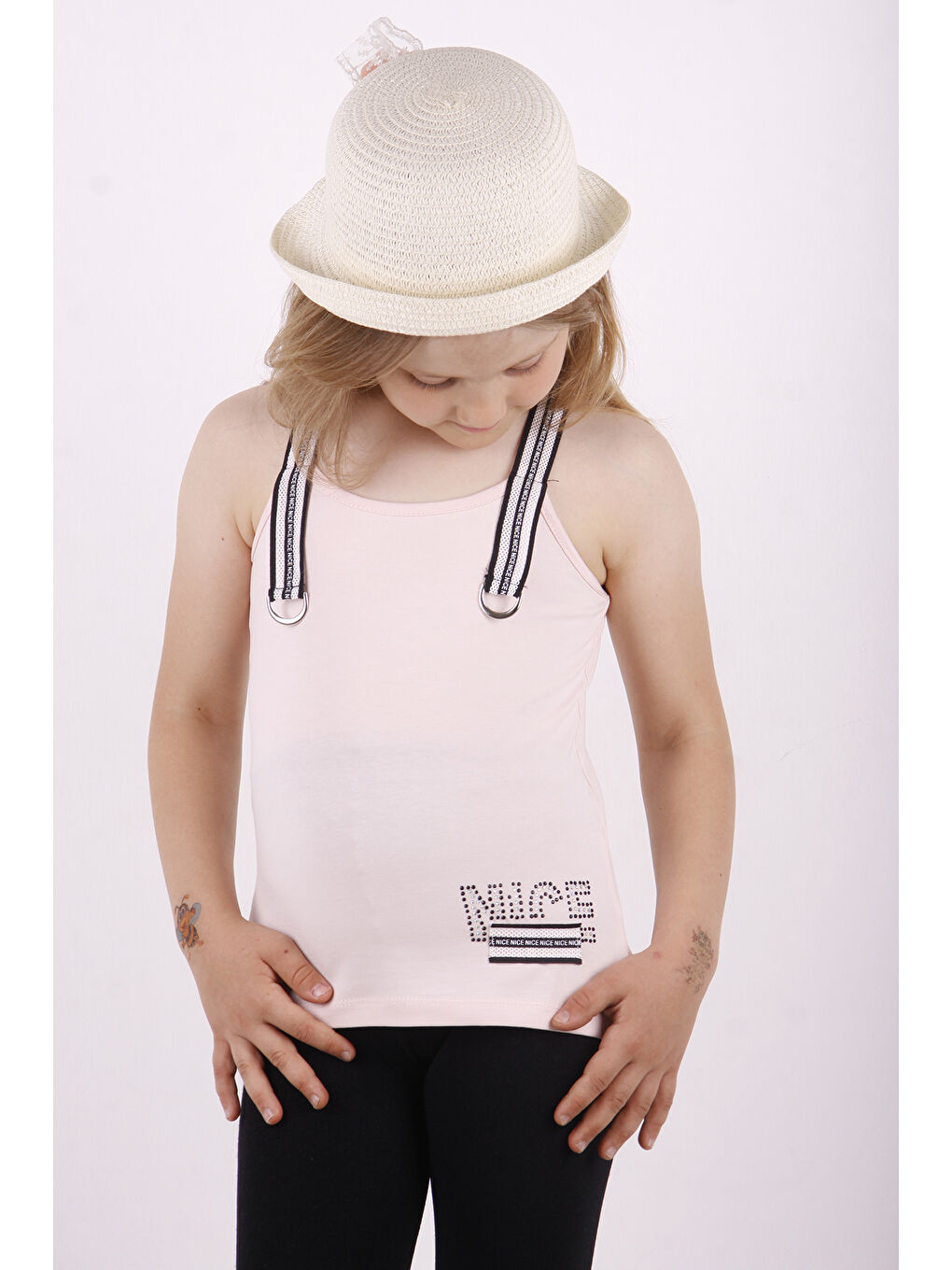 Pembe Kız Çocuk Omuz Şerit Aksesuarlı Atlet-3