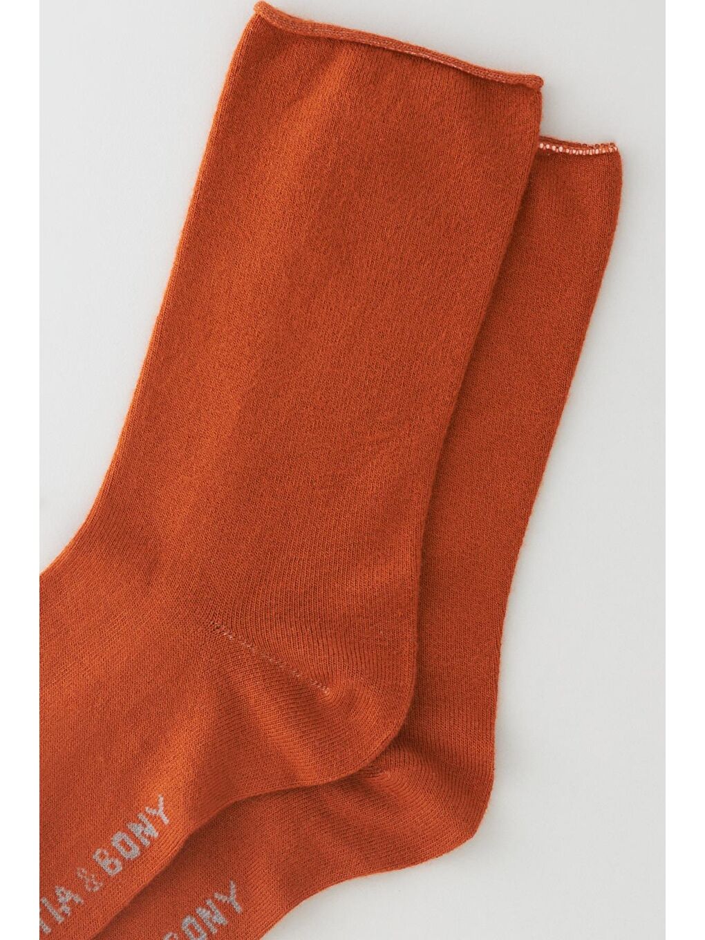 Turuncu Kadın Koyu Kiremit Renkli Lastiksiz Modal Kumaş İnce Soket Çorap-1