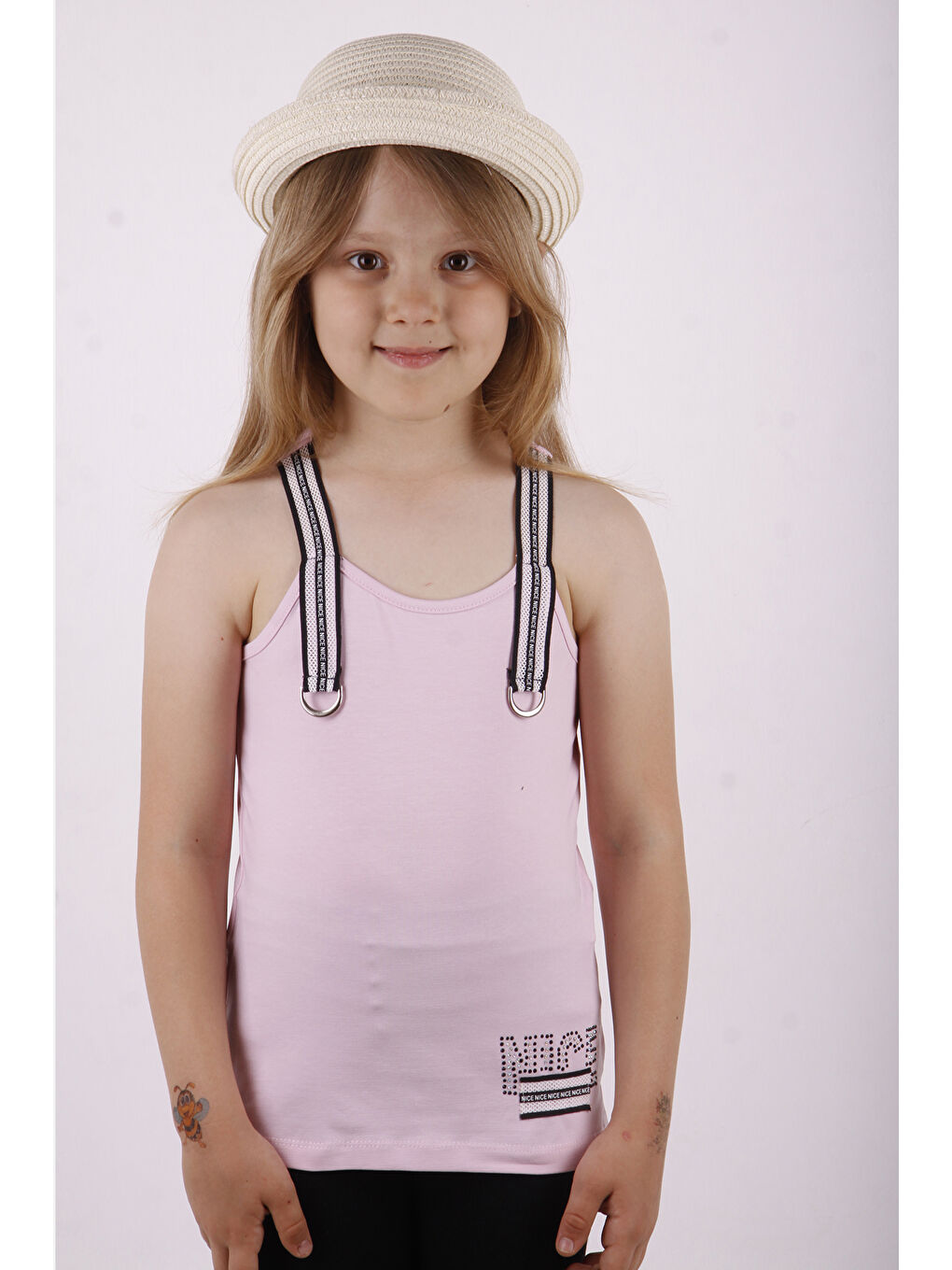 Pembe Kız Çocuk Omuz Şerit Aksesuarlı Atlet-2