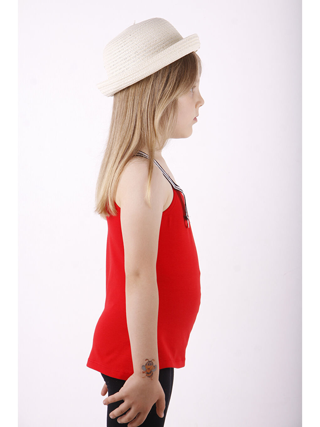 Kırmızı Kız Çocuk Omuz Şerit Aksesuarlı Atlet-4