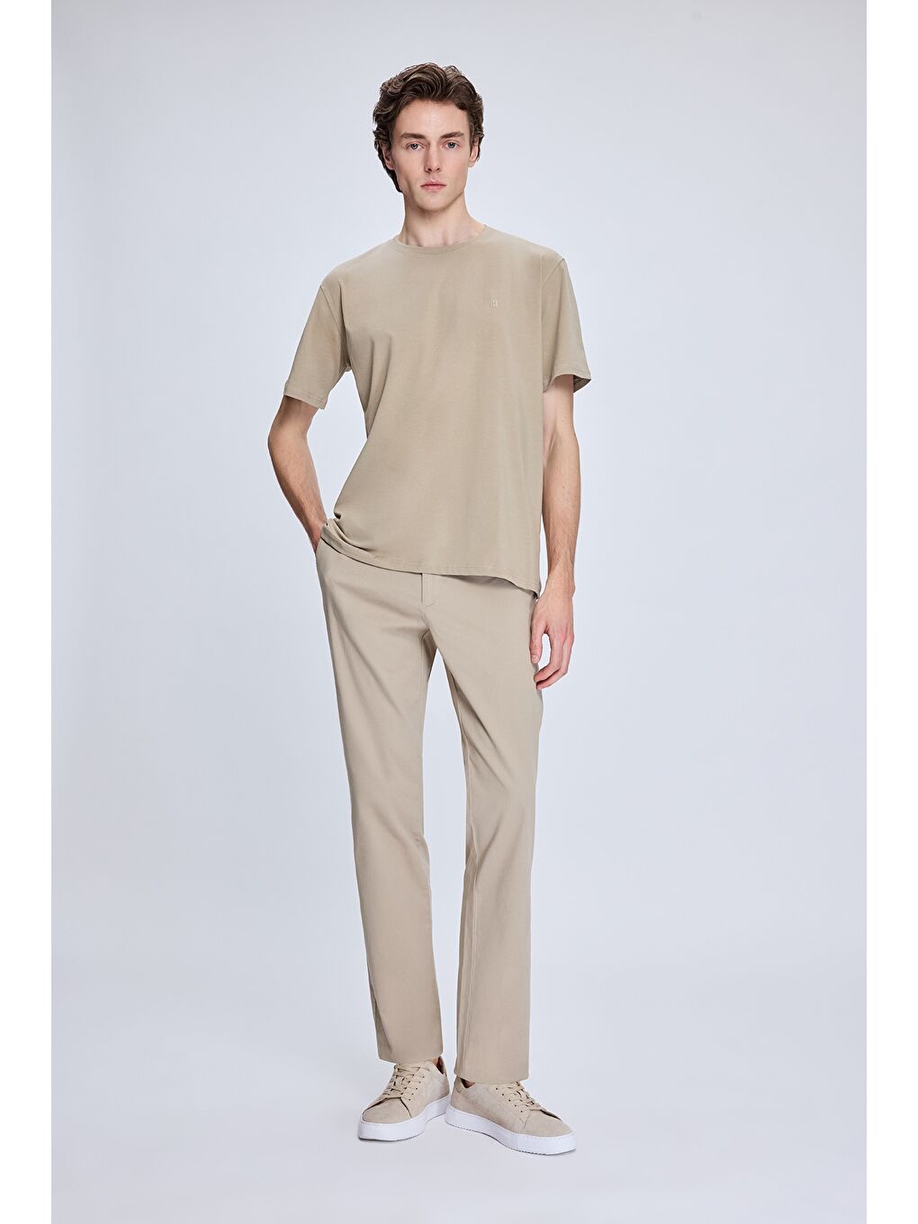 Bej Vizon Regular Fit Yandan Cepli Casual Kanvas Pantolon-1