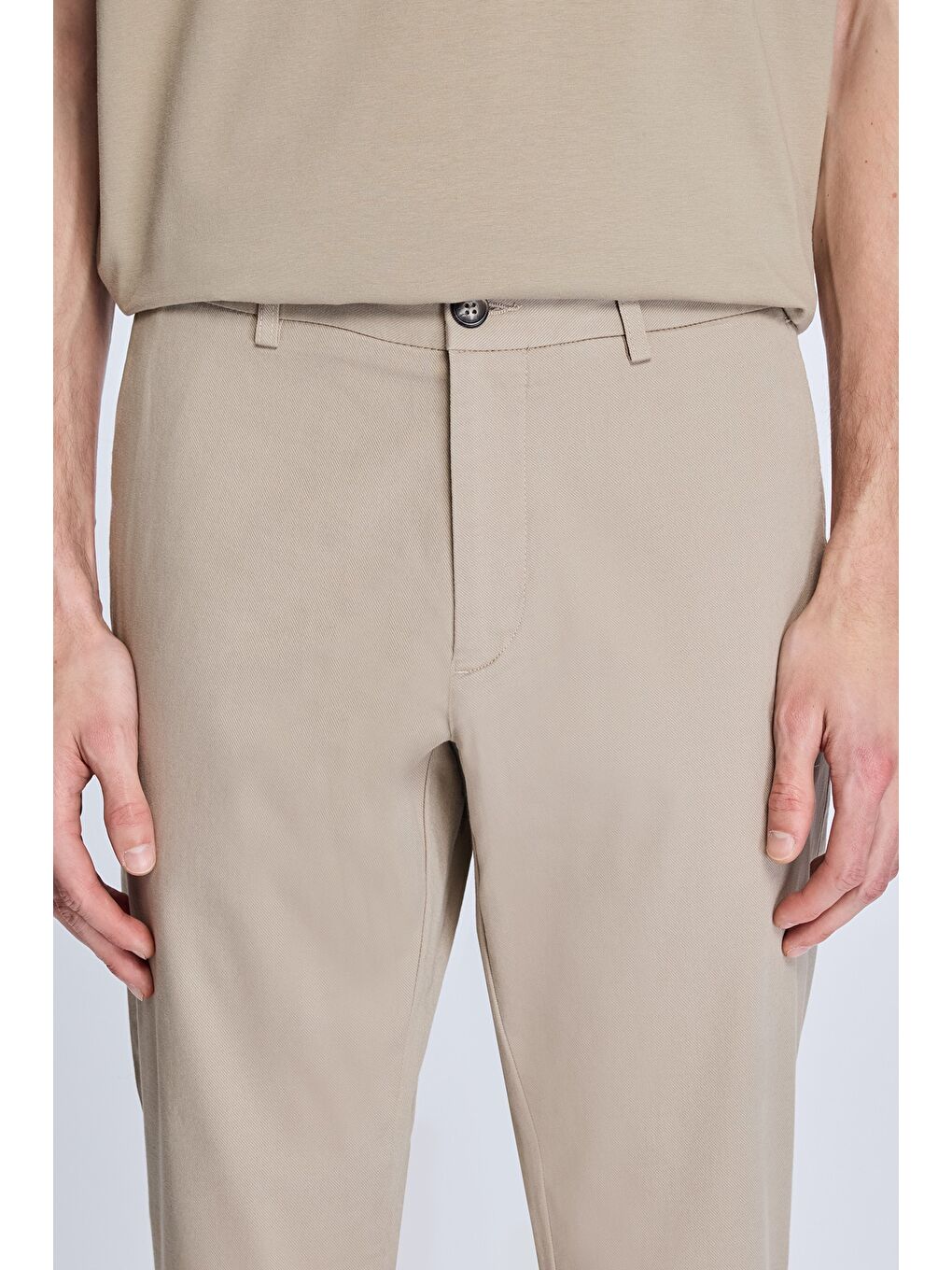 Bej Vizon Regular Fit Yandan Cepli Casual Kanvas Pantolon-2