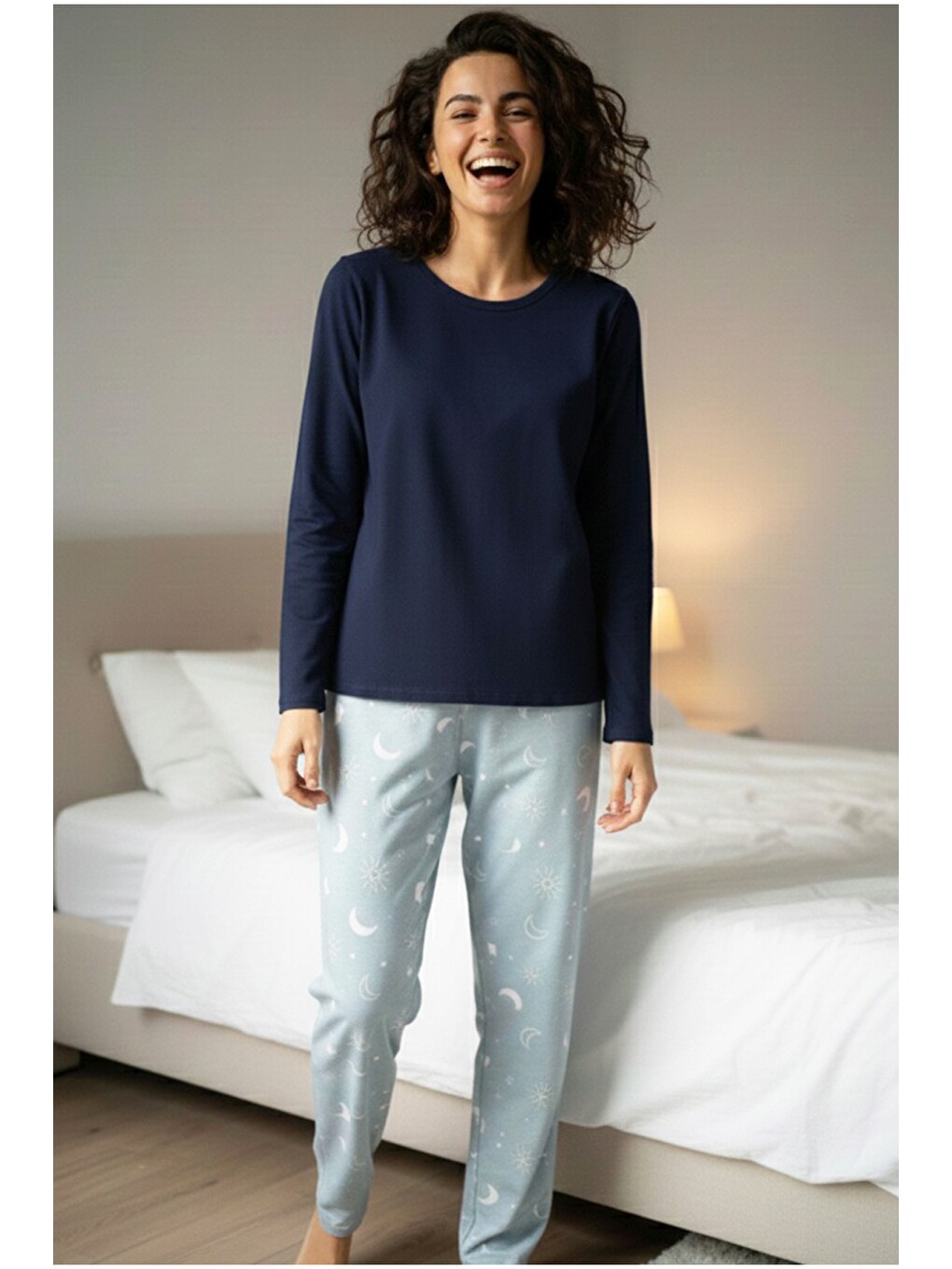 Karışık Pamuklu Örme Pijama Takım 7974-1