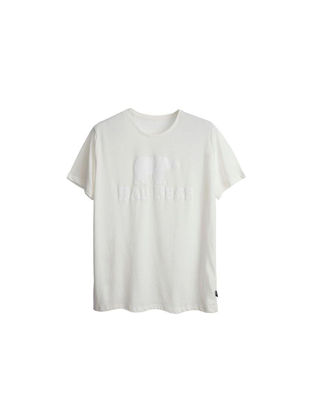 Erkek Beyaz Baskılı Bisiklet Yaka Tişört-2