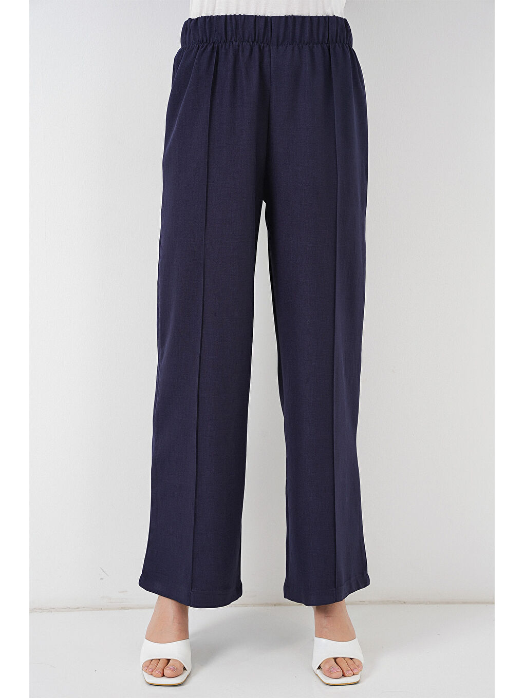 Kadın Keten Kimono İkili Takım 6727 - Lacivert-5