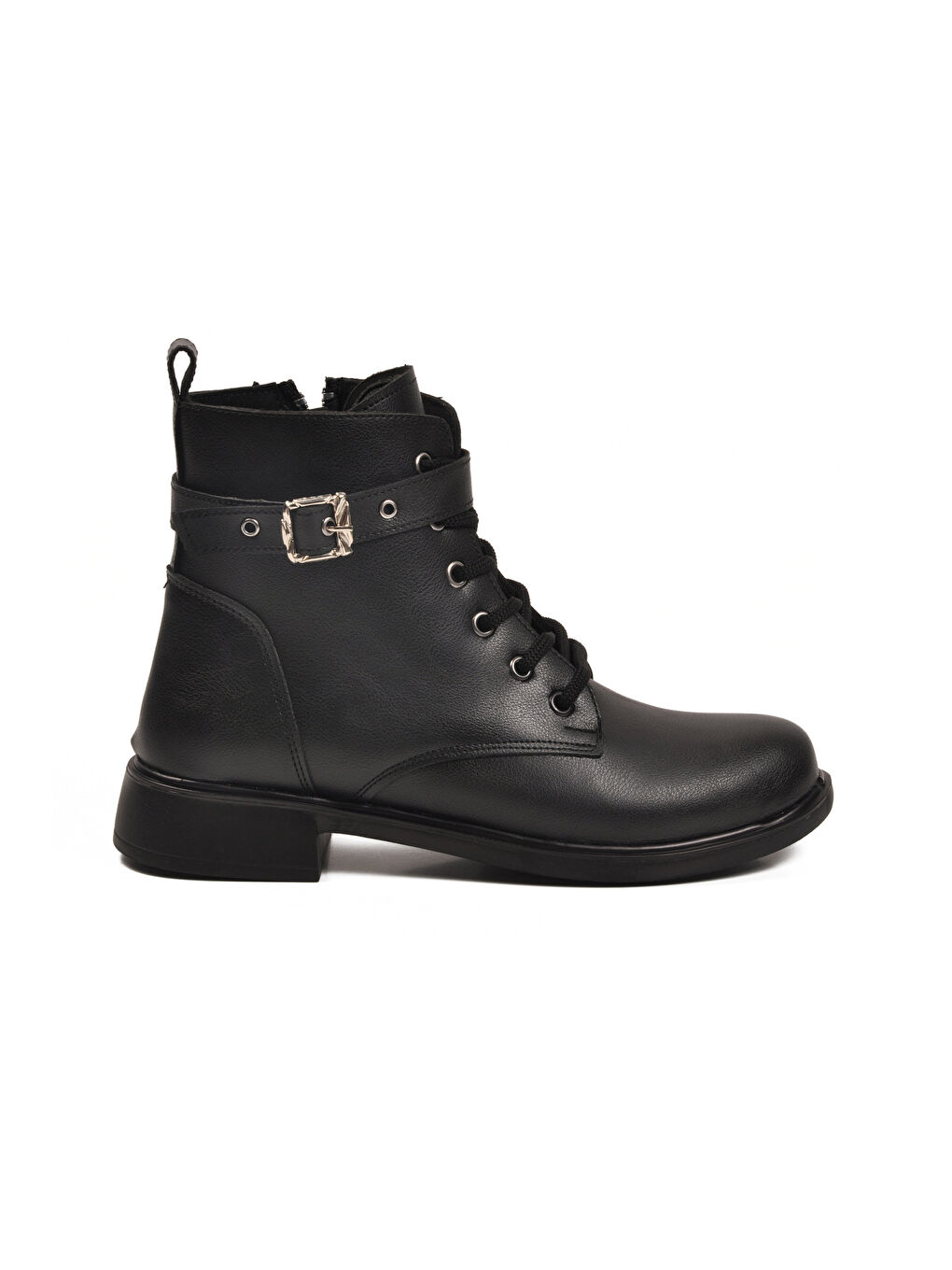 Siyah Cilt Kaymaz İçi Polarlı Fermuarlı Kadın Bot 209151 Z-1